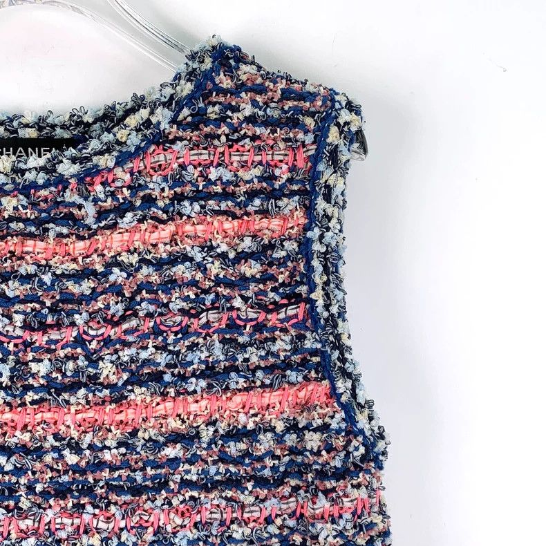 Chanel chanel Colour-blocked cotton woven tweed round-neck short- Size XS / US 0-2 / IT 36-38 - 3 Thumbnail