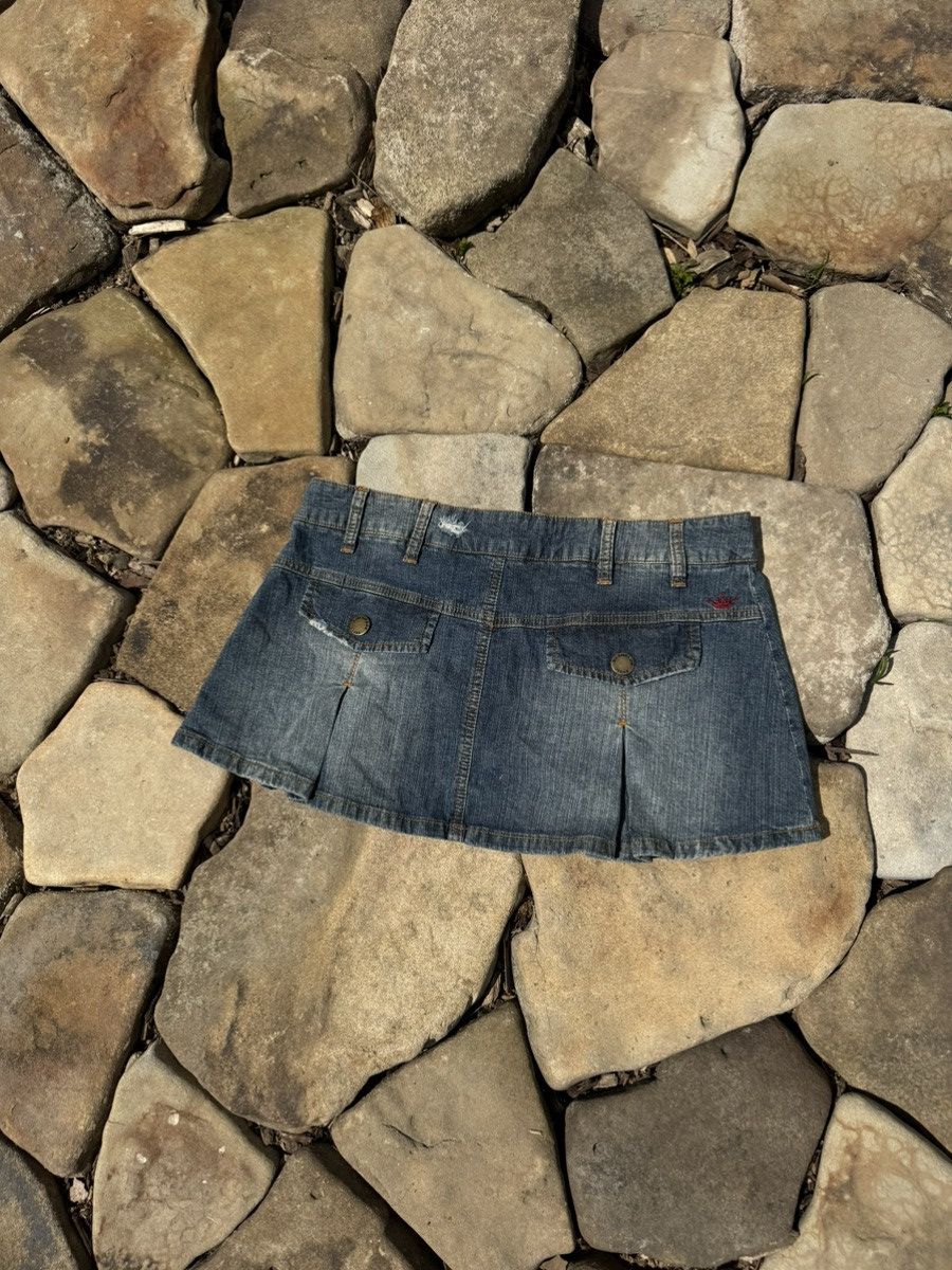Japanese Brand Vintage Duchesse Blue Denim Y2k Mini Skirts Size 34" / US 12 / IT 48 - 7 Thumbnail