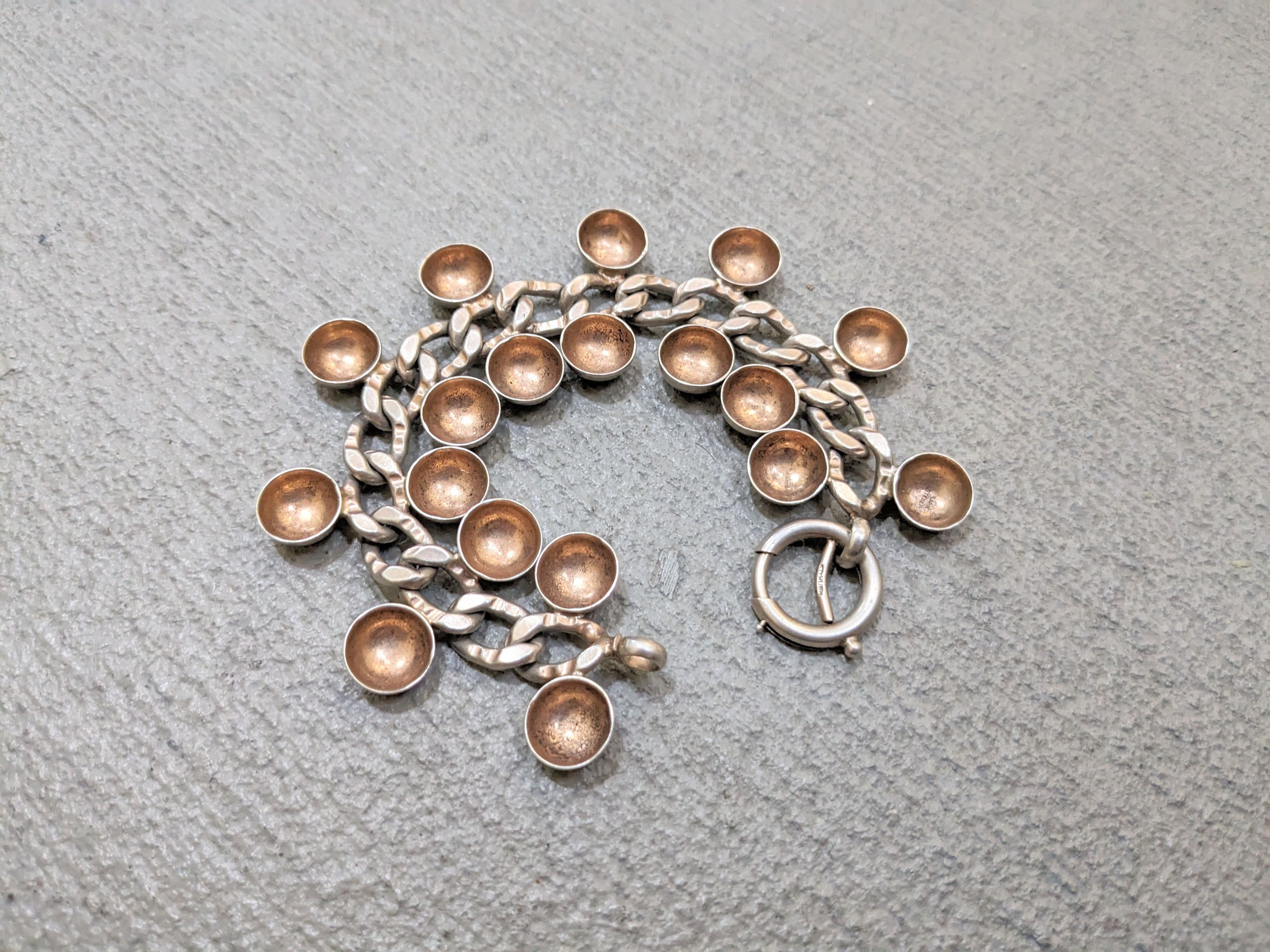 Jewelry Vintage Sterling Silver Bracelet Cuban Chain Charm Link Size ONE SIZE - 6 Thumbnail