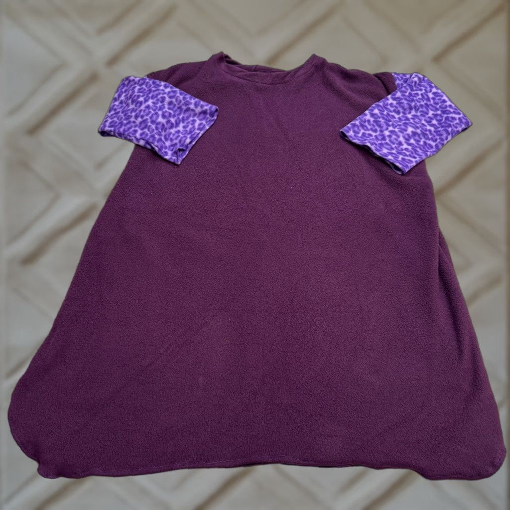 Vintage VINTAGE Y2K Dress Women 2X Purple Leopard Lounge Fleece Tunic Oversized Handmade Size XXL / US 16-18 / IT 52-54 - 1 Thumbnail