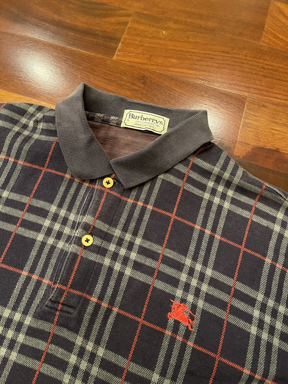 Burberry Vintage Burberry Men's Dark Check Polo Size US M / EU 48-50 / 2 - 3 Thumbnail