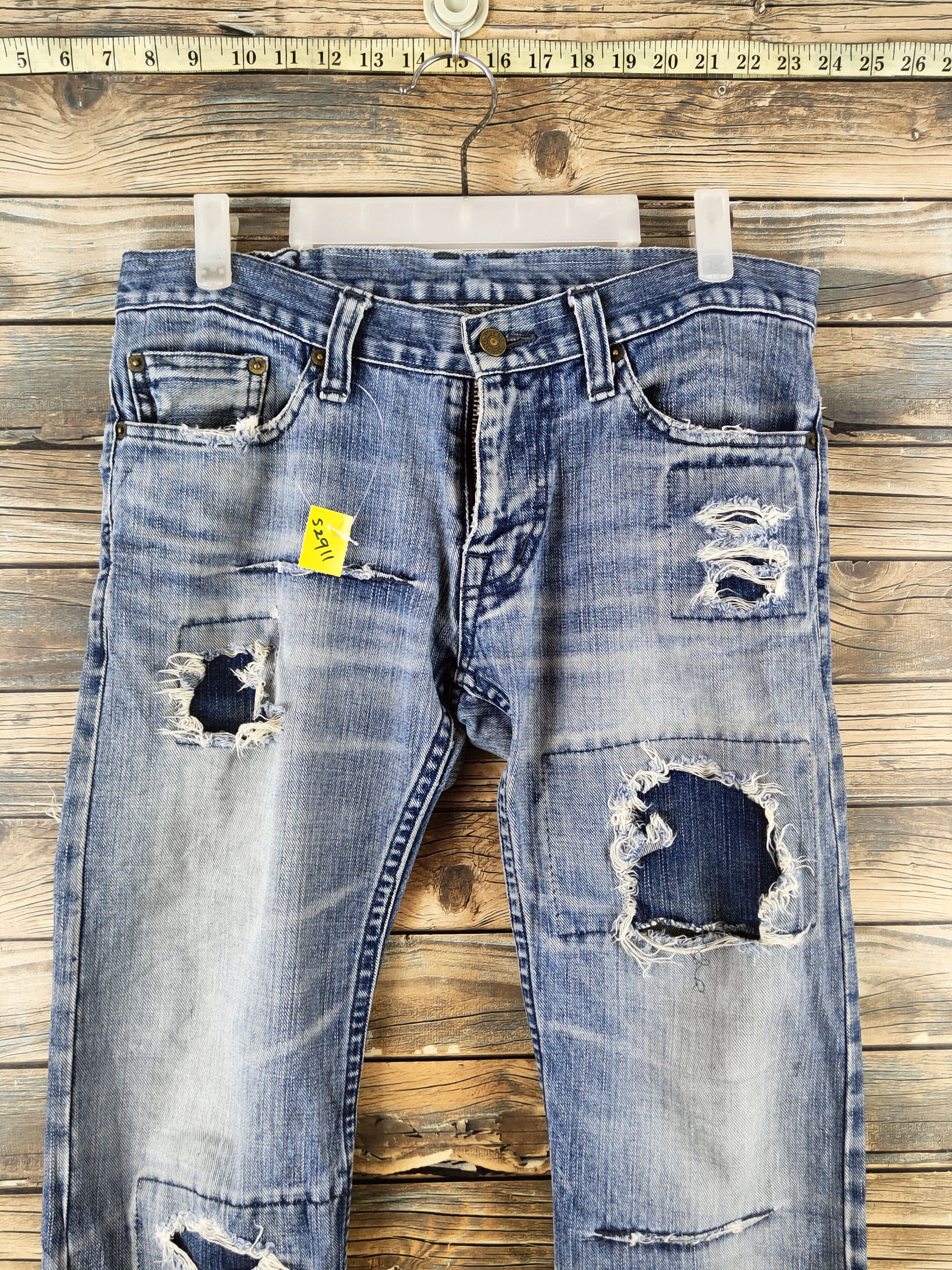 TMT d TMT Blue Distressed Ripped denim Jeans #S2911 Size 33" - 2 Thumbnail