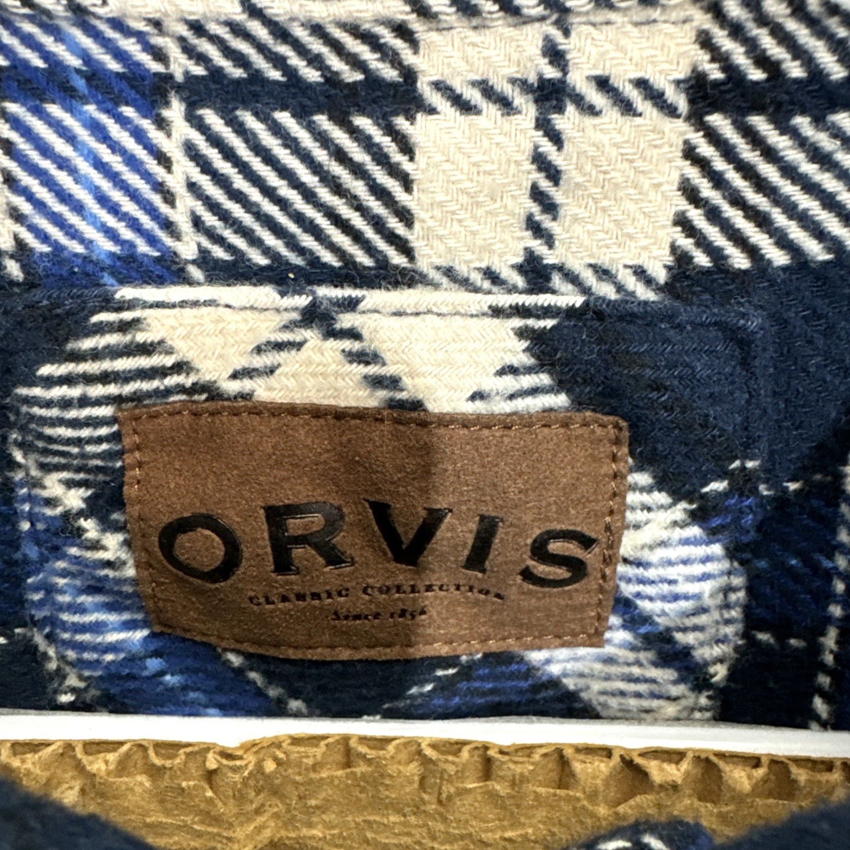 Orvis Orvis Mens XXL Blue White Plaid Thick Heavy Button Flannel Shacket Shirt Pockets Senior instruction Size US XXL / EU 58 / 5 - 2 Thumbnail