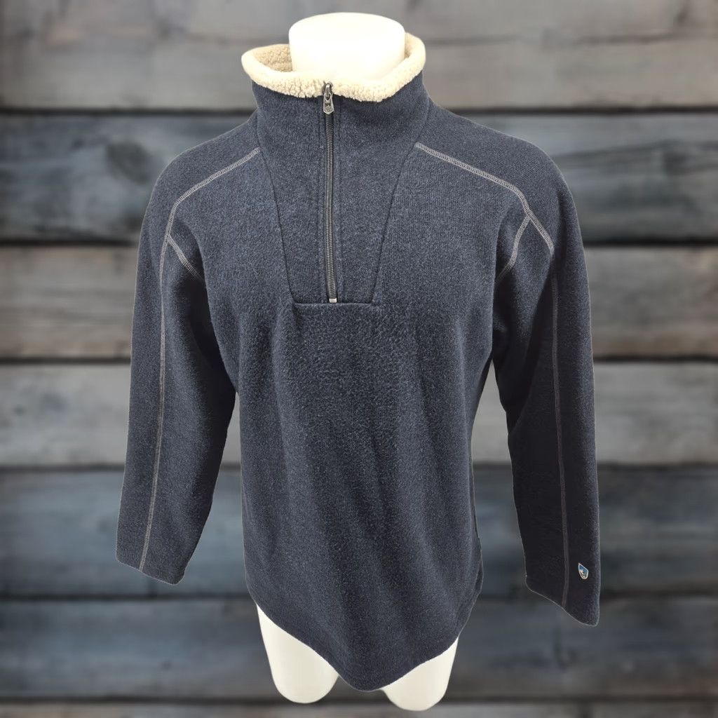 Vintage Kuhl Alfpaca Fleece 1/4 Zip Pullover Blue Men's Large Size US L / EU 52-54 / 3 - 1 Thumbnail