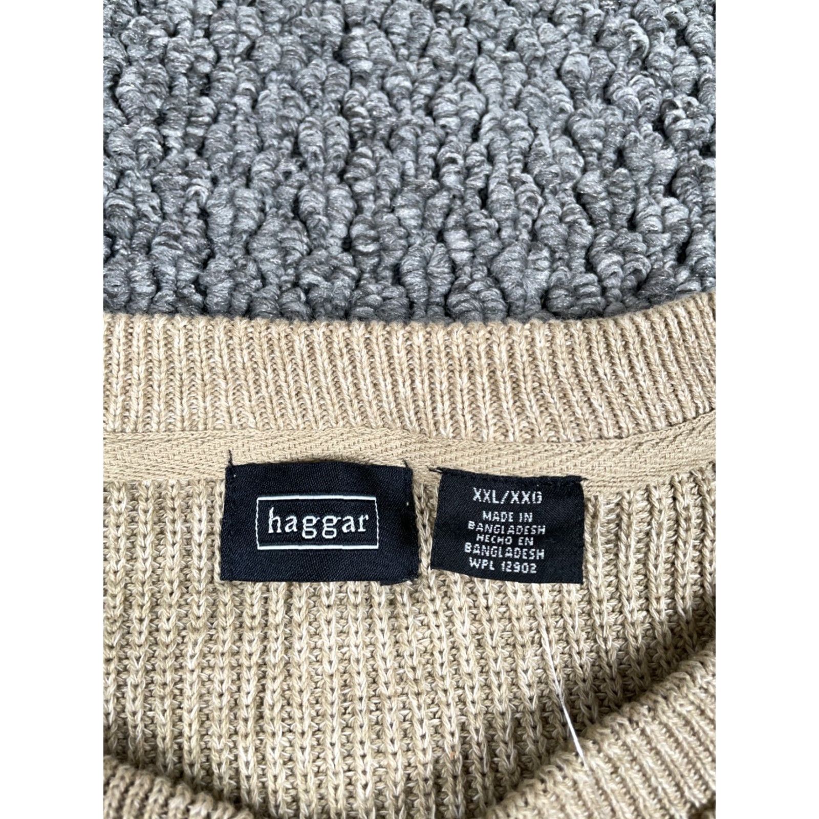 Haggar Haggar Sweater Men 2XL Beige Cotton Knit Chunky Henley Crew Neck Machine Washable 90s Preppy Retro Classic Mens Size US XXL / EU 58 / 5 - 3 Thumbnail