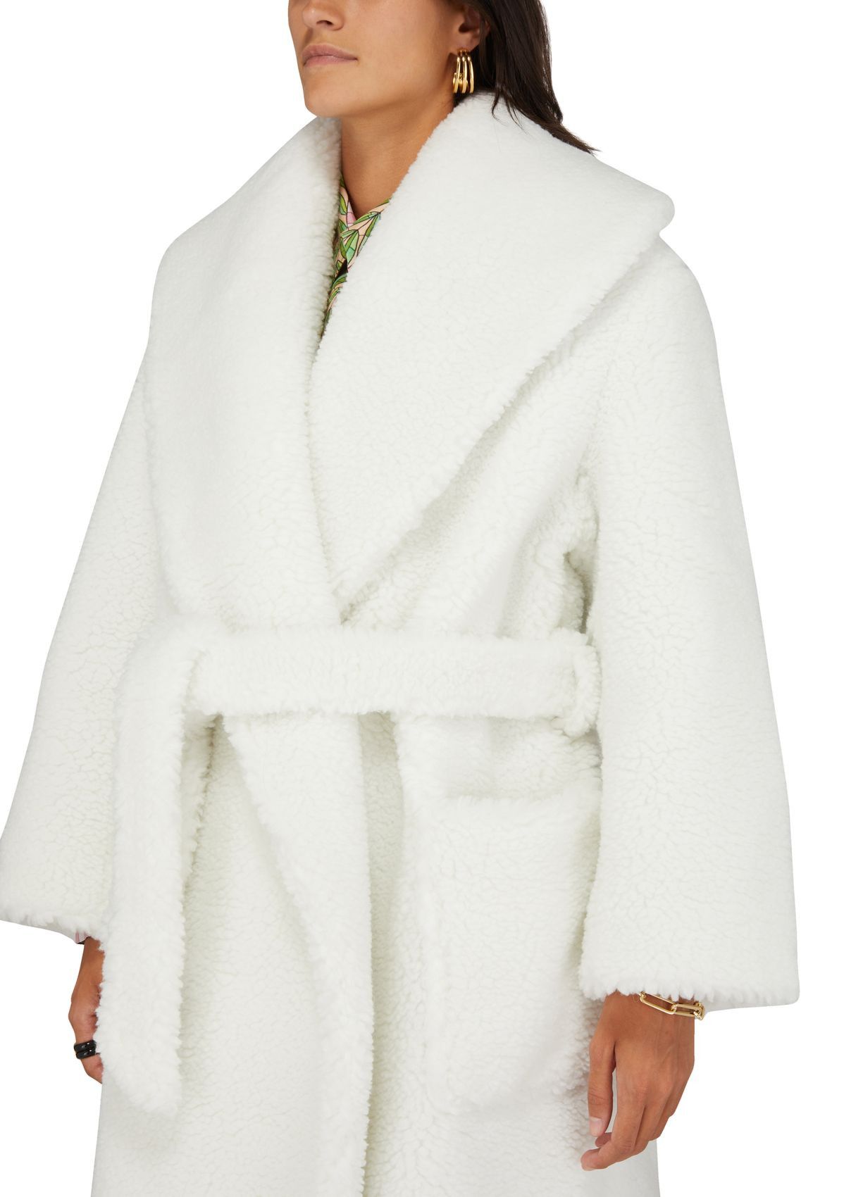 Casablanca White Faux Shearling Teddy Robe Coat Size XS / US 0-2 / IT 36-38 - 3 Thumbnail