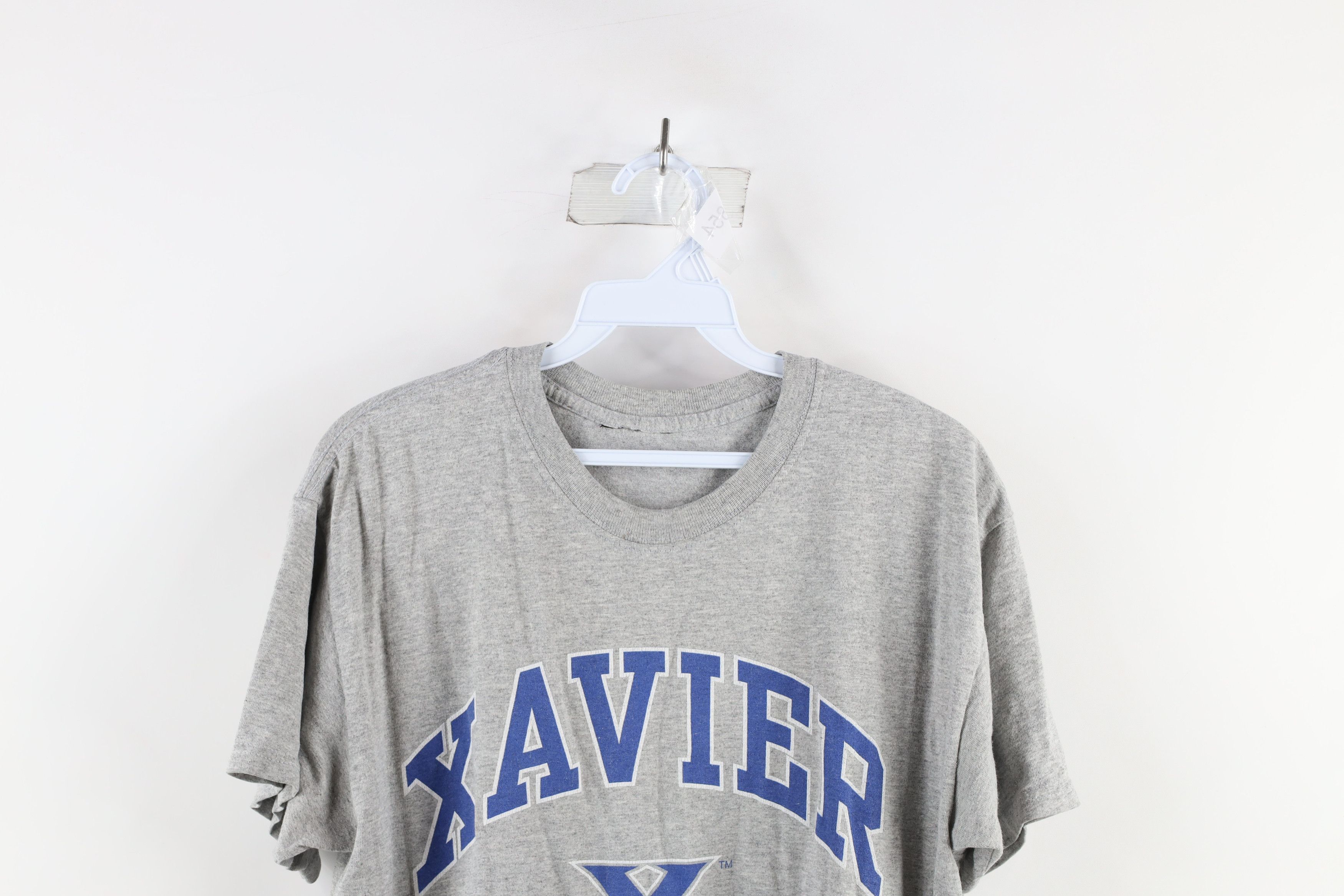 Vintage Vintage 90s Spell Out Xavier University T-Shirt Gray Size US S / EU 44-46 / 1 - 2 Thumbnail