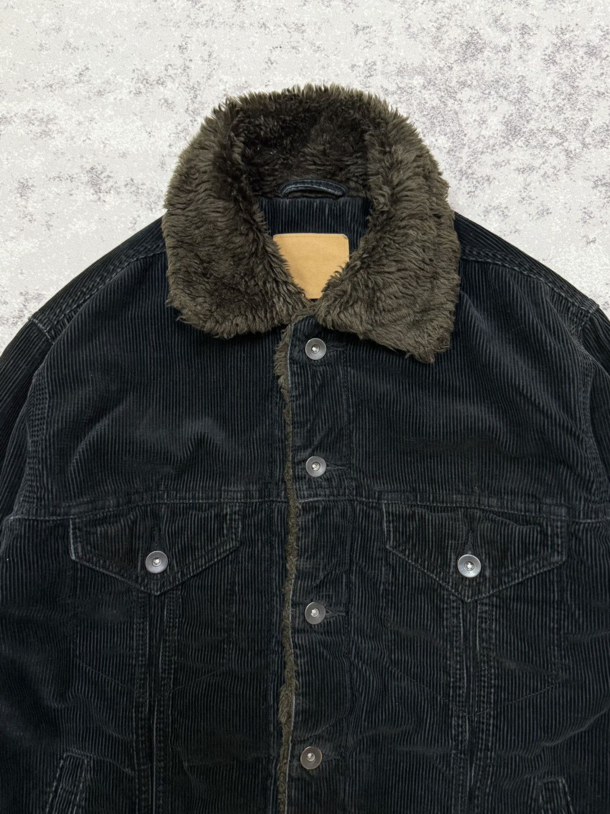 UNIQLO FAUX FUR DONUT BUTTON CUDROY JACKET