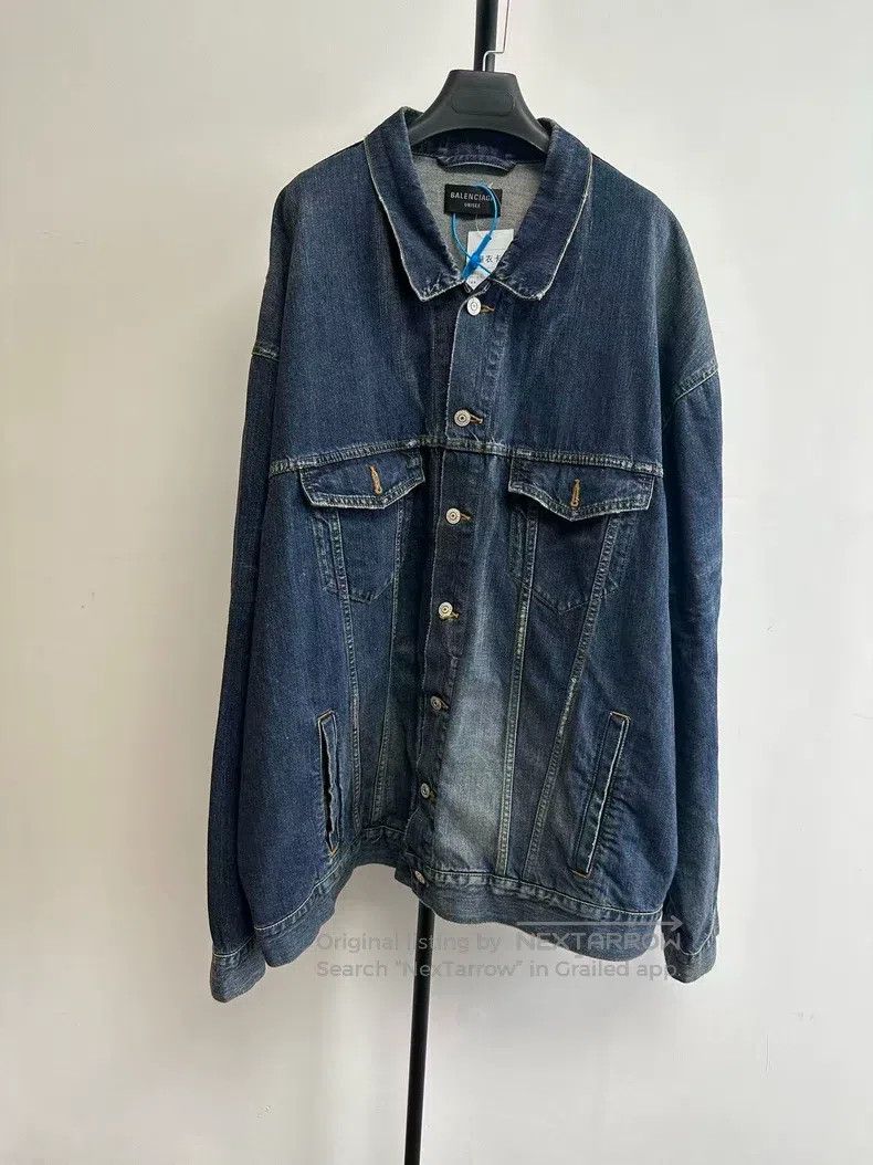 Balenciaga Balenciaga Collar Washed Loose Single Breasted Jacket, Blu Size US XL / EU 56 / 4 - 1 Thumbnail