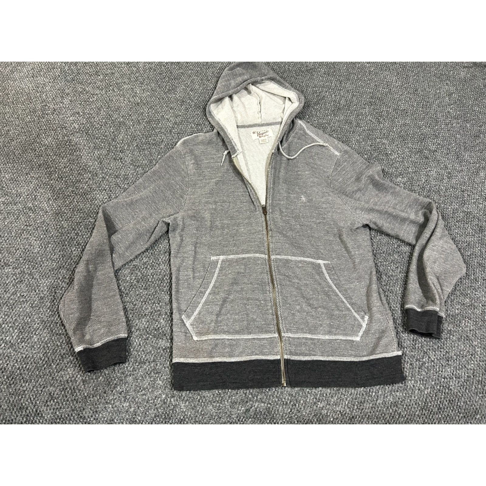 Original Penguin Original Penguin Hoodie Mens XL Gray Full Zip Sweatshirt Long Sleeve Knit Logo Size US XL / EU 56 / 4 - 2 Thumbnail