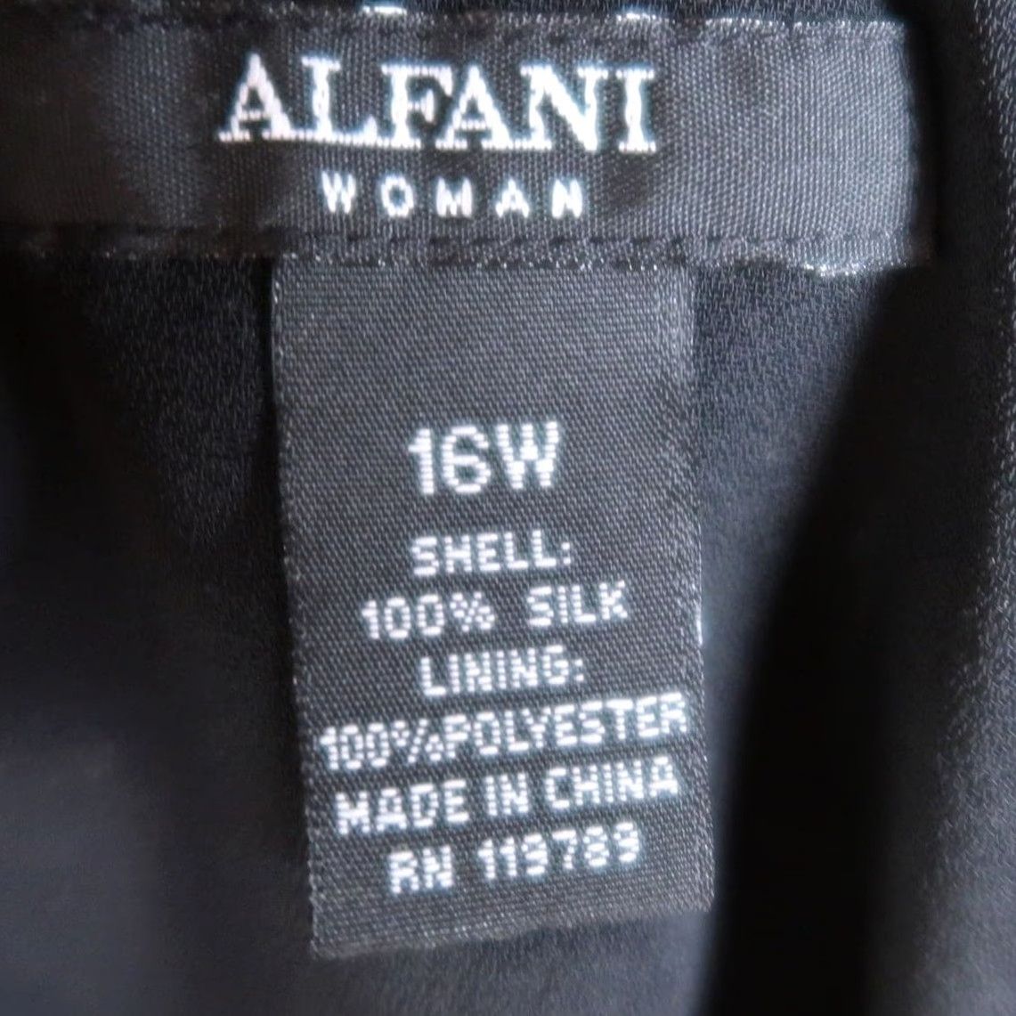 Alfani VINTAGE Alfani Black Floral Silk Midi Dress Ruffle Trim 16W Size XXL / US 16-18 / IT 52-54 - 5 Thumbnail