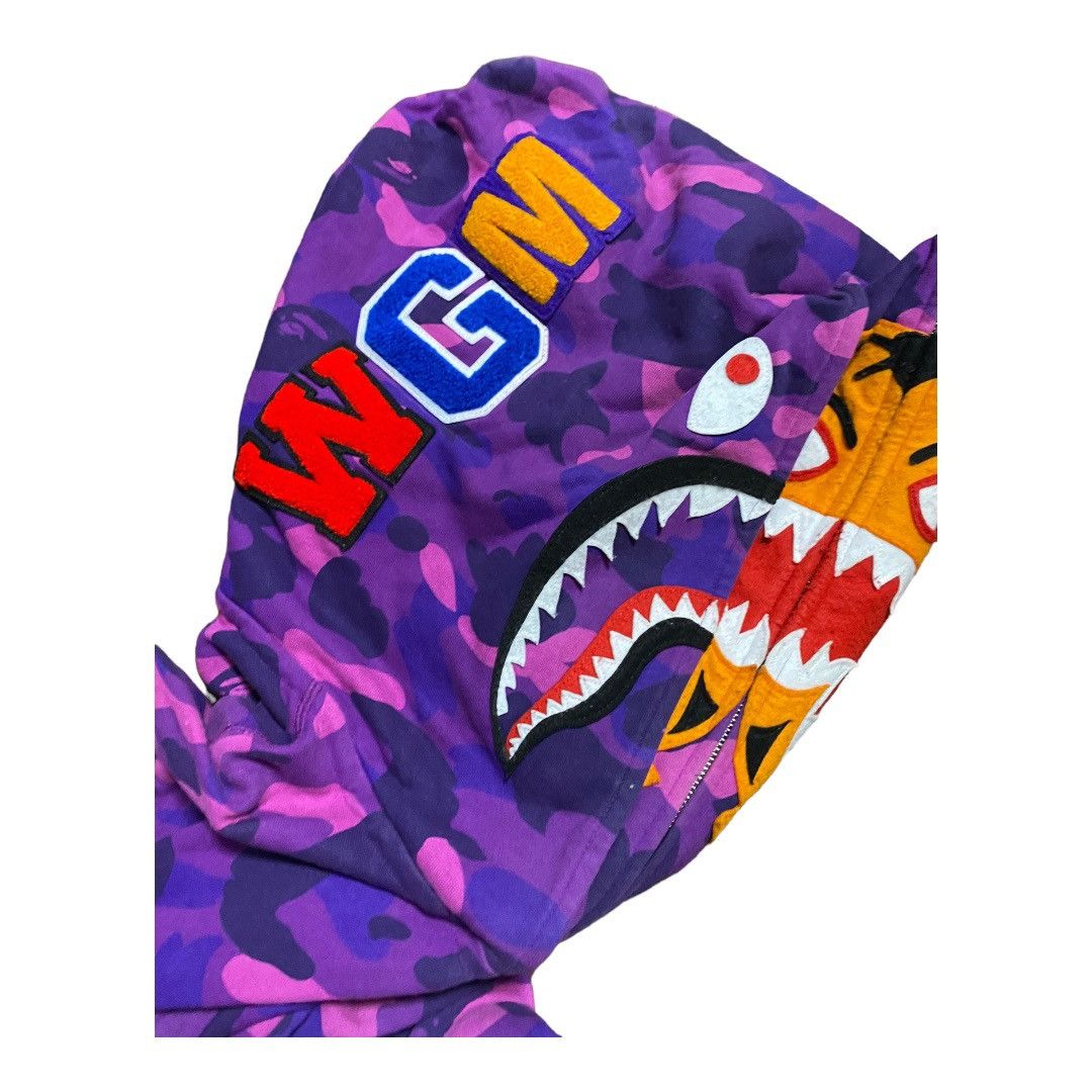 BAPE Double Shark / Tiger Full Zip Hoodie Purple camo