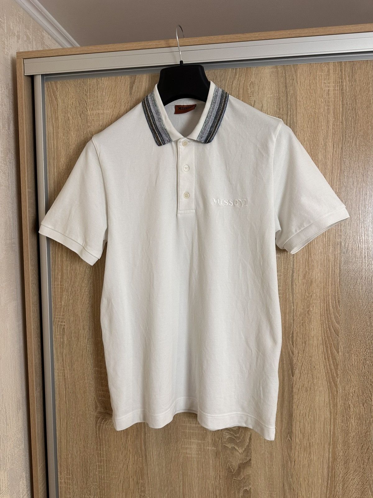 Missoni 🔥 Missoni White Space Dyed Polo Logo T Shirt Cotton Size US L / EU 52-54 / 3 - 2 Thumbnail