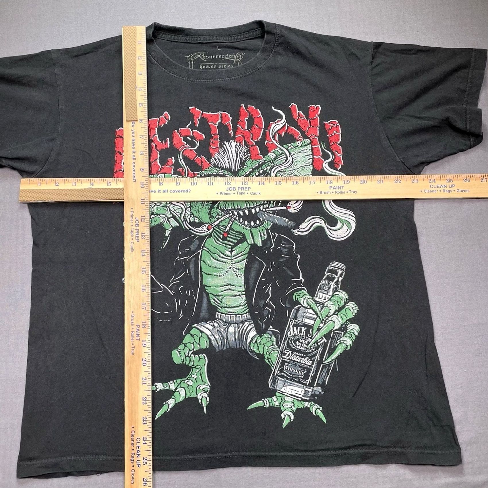 Rucking Fotten Gremlins Shirt Mens L Black Striped Graphical Jack Daniels Horror Resurreccion 90s Movie Mens Size US L / EU 52-54 / 3 - 4 Thumbnail