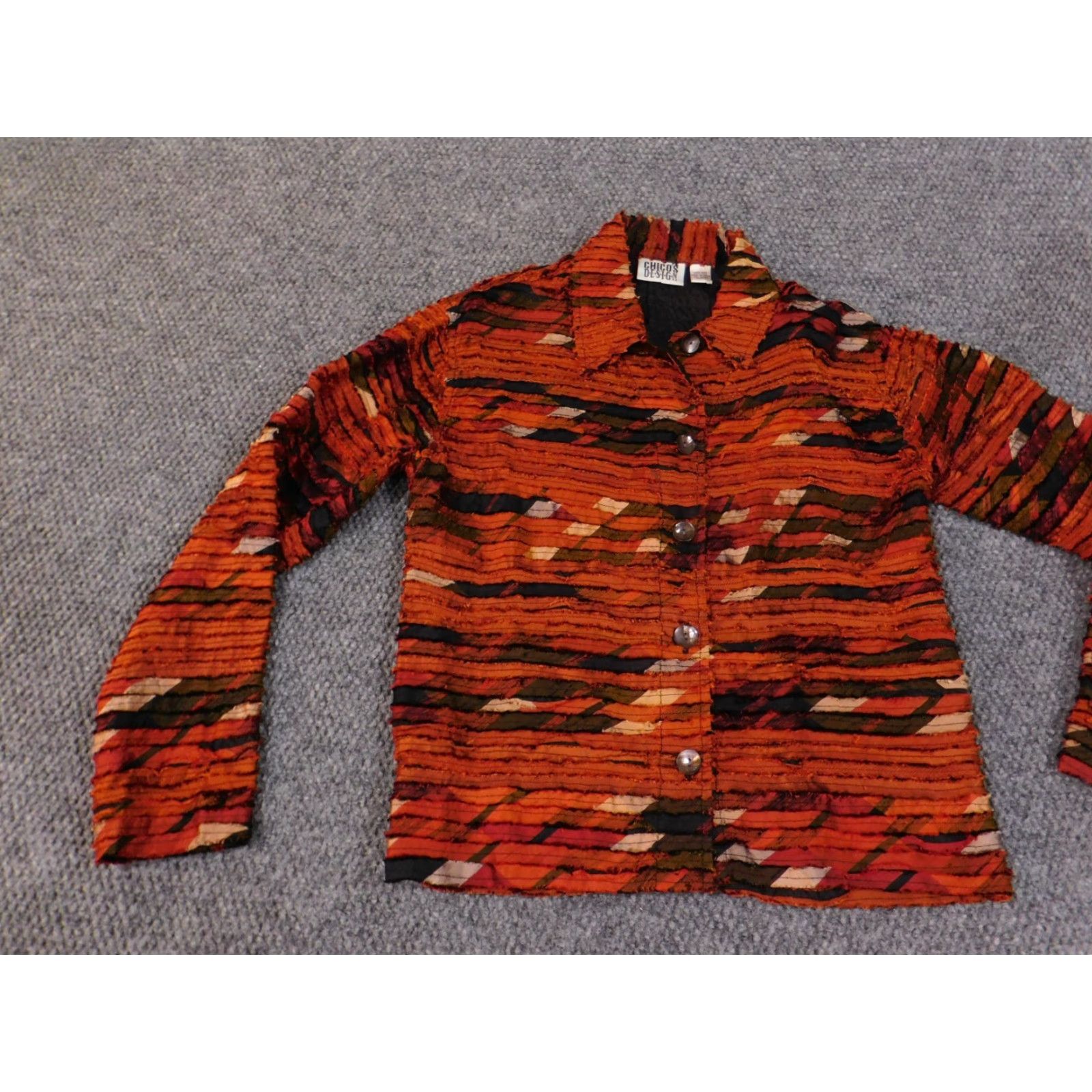 Vintage Chico's Jacket Womens Size 0 Silk Orange Ruffle Button Linen Lining Vintage No Casual Fall Spring Regular Fit Classic Design India Silk 100% Size XS / US 0-2 / IT 36-38 - 3 Thumbnail
