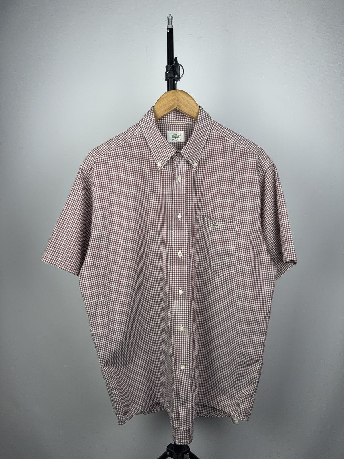 Designer × Lacoste × Vintage Lacoste Red Gingham Check Shirt Short Sleeve 100% Cotton Size US L / EU 52-54 / 3 - 1 Thumbnail