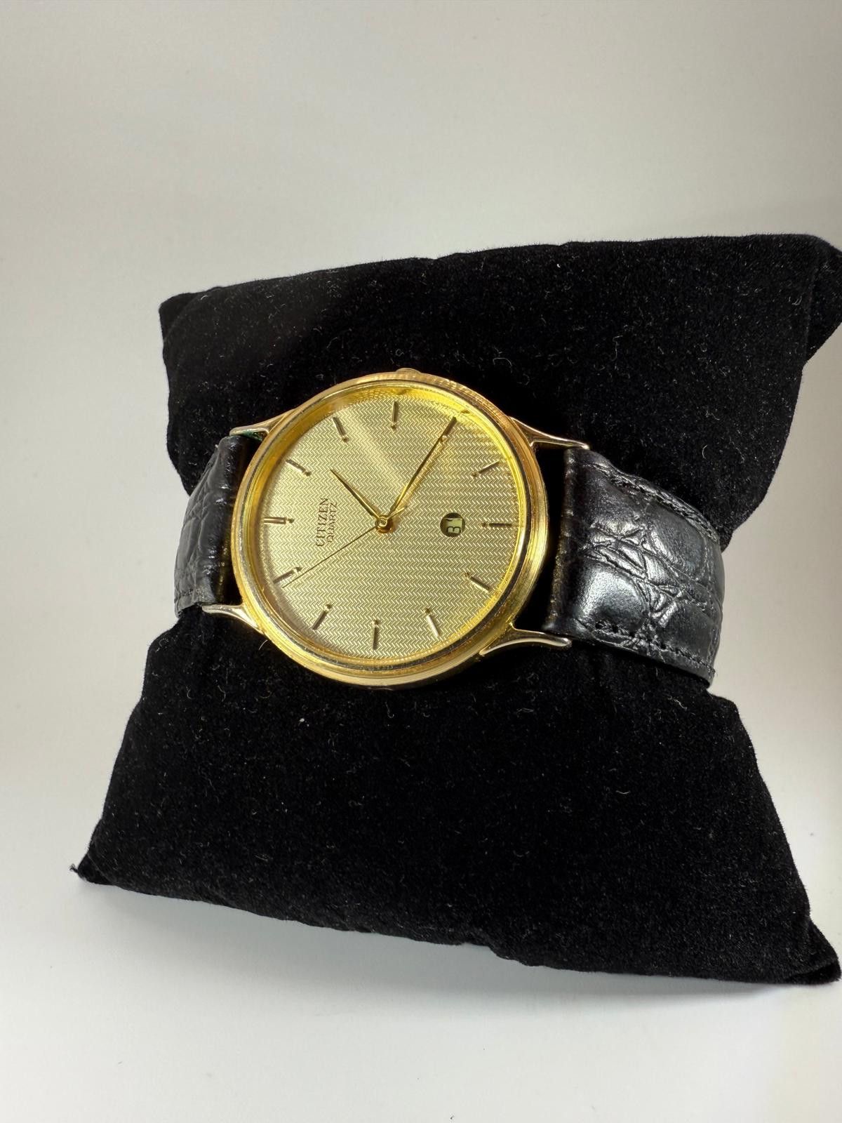Citizen 90's Citizen Thin Date Crocodile Strap Watch Size ONE SIZE - 2 Thumbnail