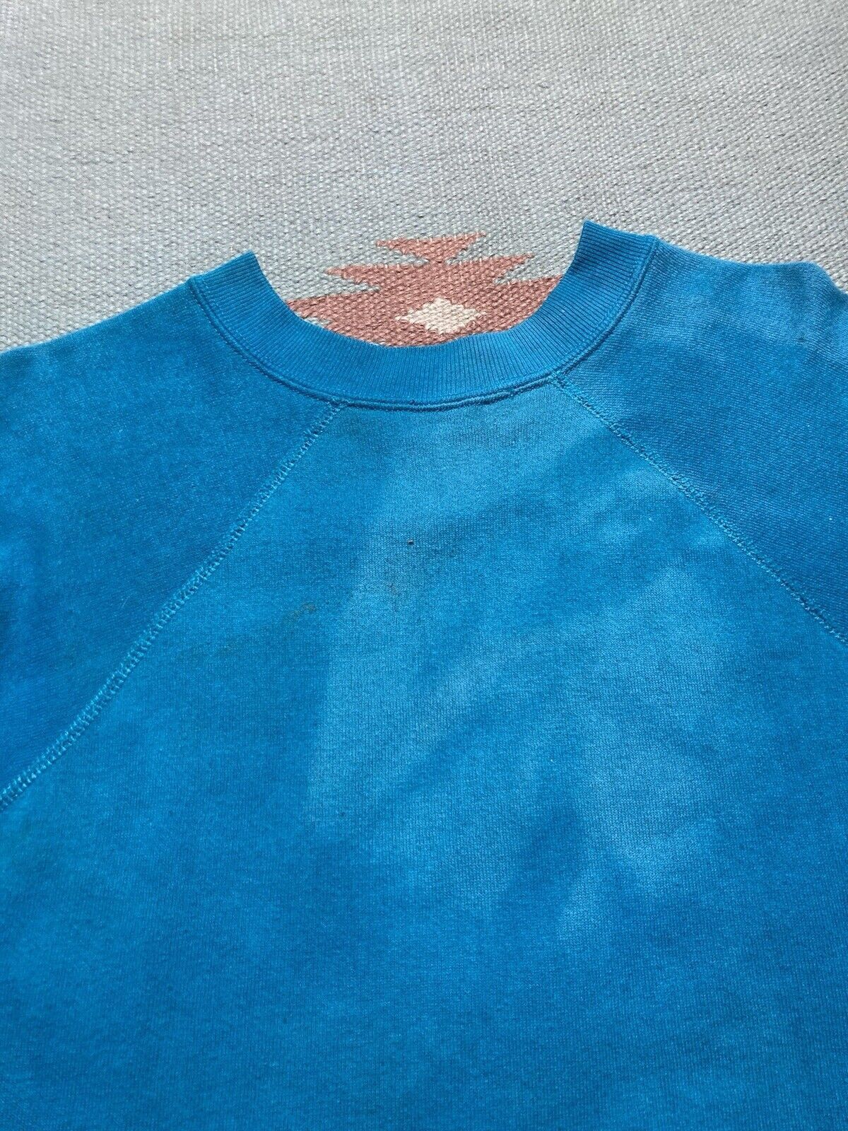 Vintage Vtg 70s crewneck sweatshirt blank teal blue sun faded medium Size US M / EU 48-50 / 2 - 10 Thumbnail