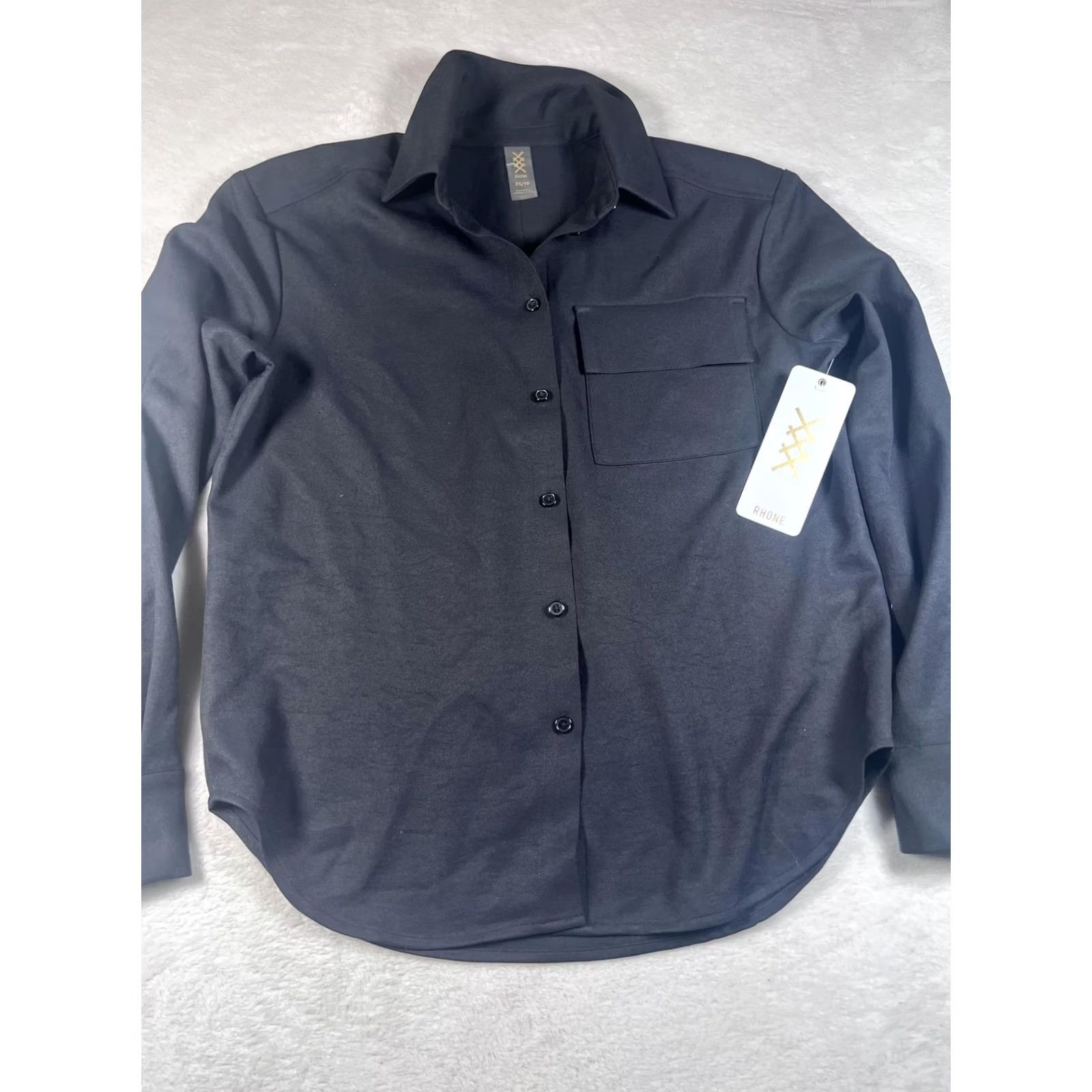 Rhone VINTAGE Rhone Horizon Shirt Jacket Mens XS Black Recycled Polyester Button Up Shacket Size US XS / EU 42 / 0 - 4 Thumbnail