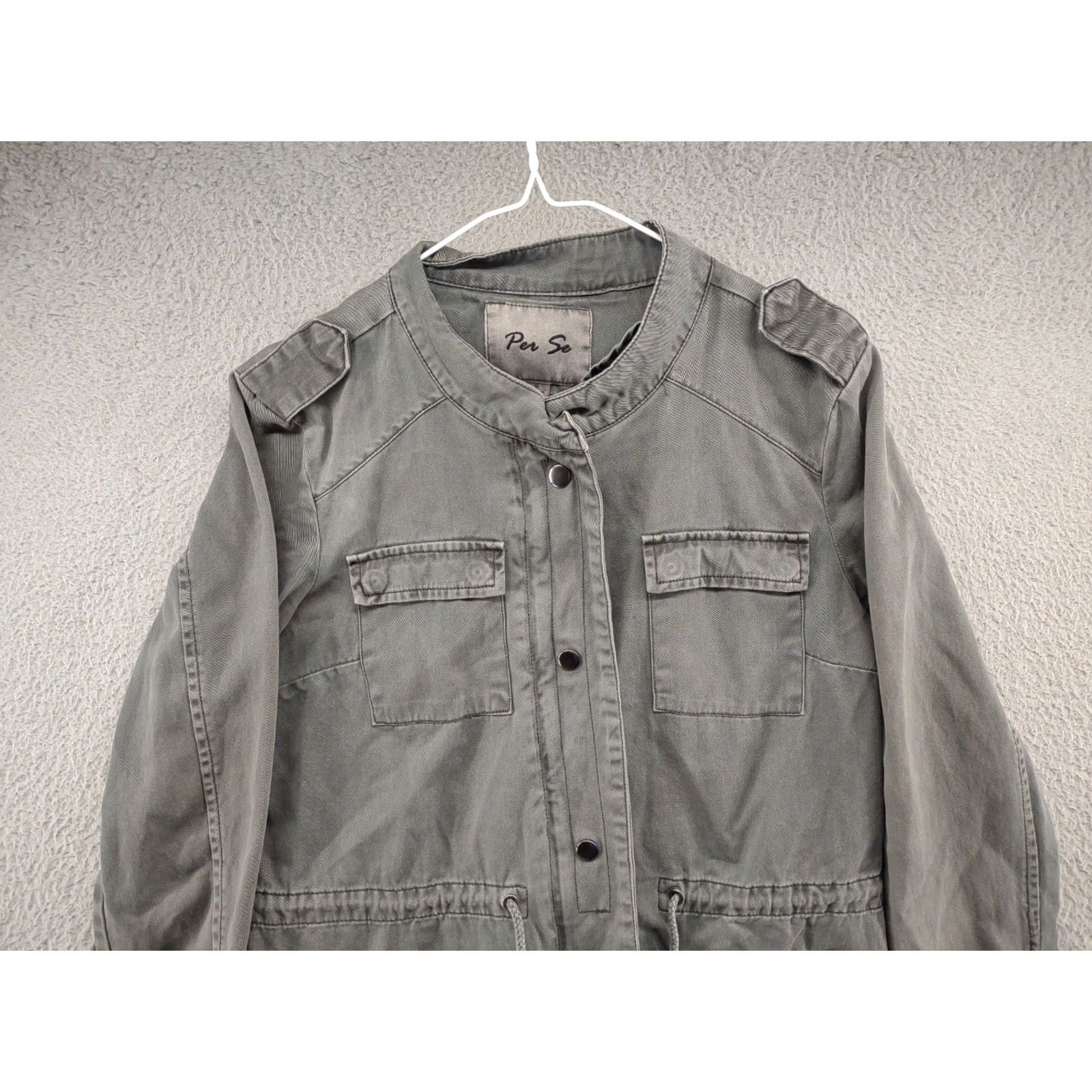 Vintage PER SE Cotton Military Utility Field Women's Snap Zip Jacket Small Gray Army Style Jacket Women Mens? Size S / US 4 / IT 40 - 3 Thumbnail
