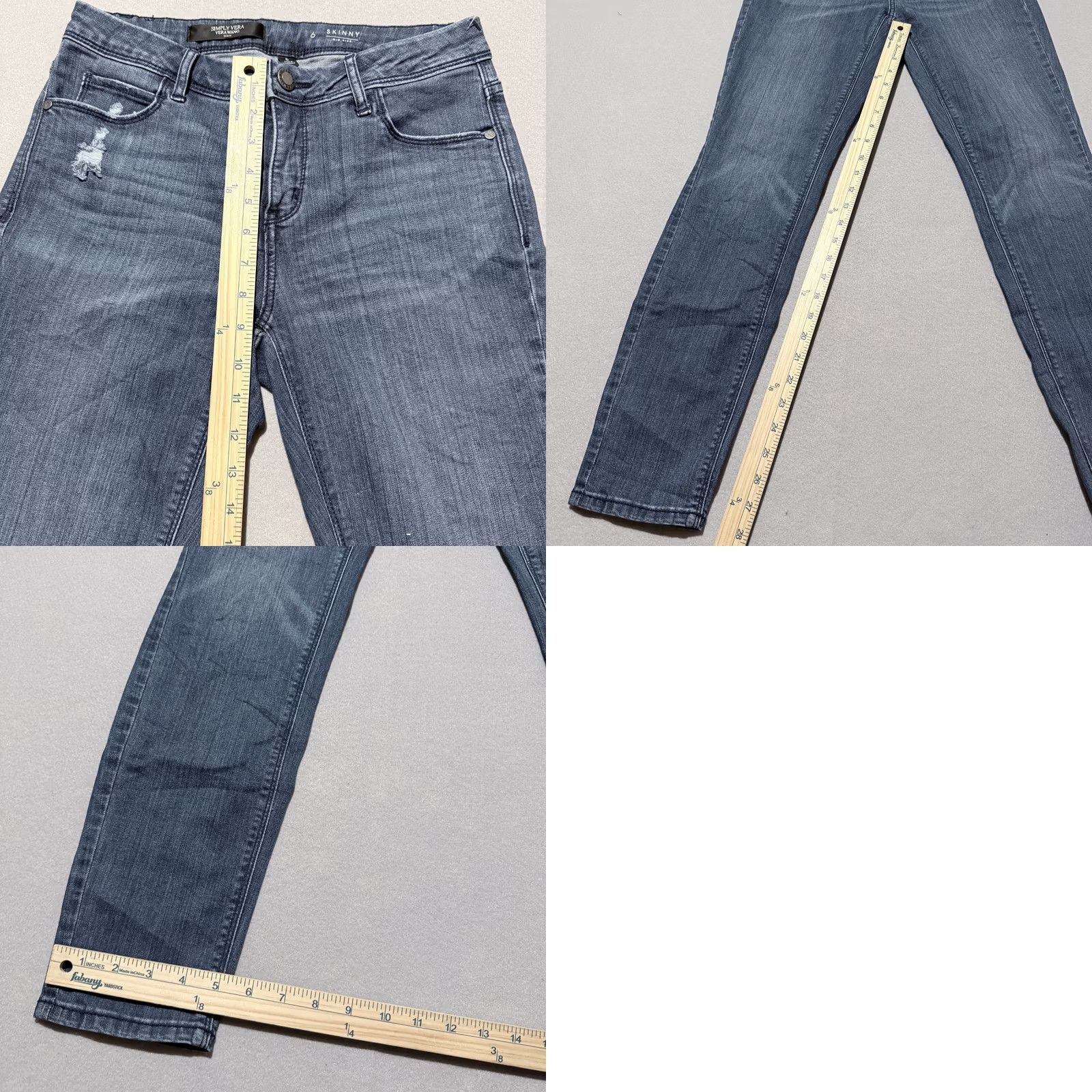 Vintage Simply Vera Vera Wang Jeans Women's Blue Denim Distressed Mid Rise Skinny - 6 Size 28" / US 6 / IT 42 - 9 Thumbnail