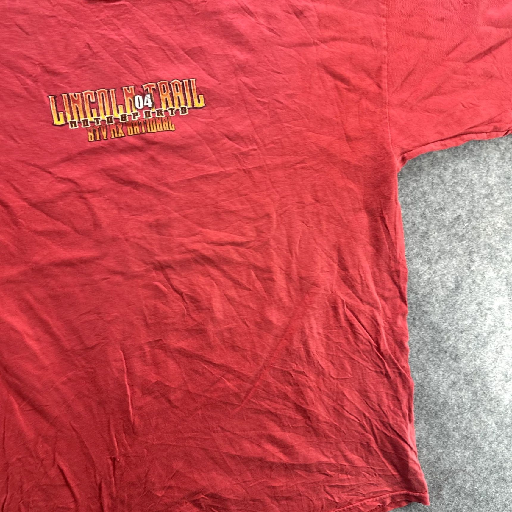 Gildan VINTAGE Gildan Lincoln Trail Motosports Shirt Mens XL Red Graphic ATV MX National 00s Size US XL / EU 56 / 4 - 5 Thumbnail