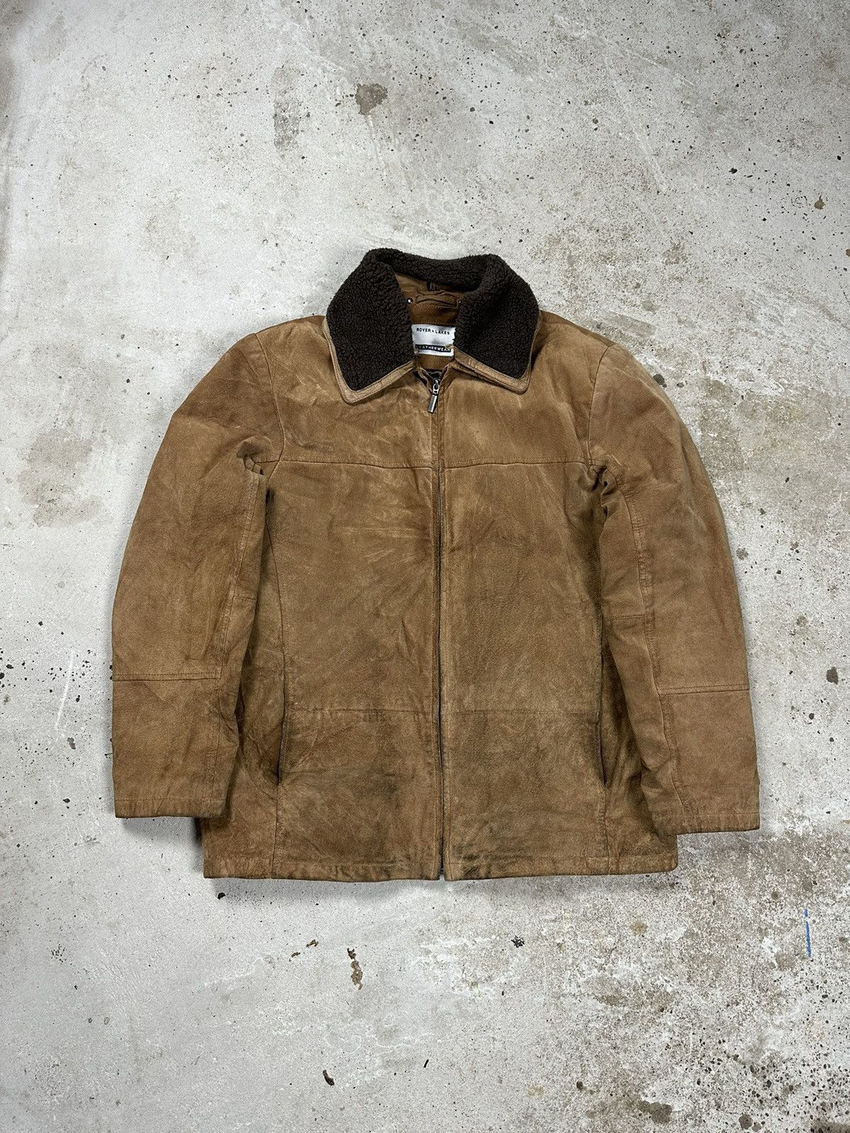 Vintage Vintage y2k Brown Leather Suede Jacket Fleece Collar Sherpa Size US XL / EU 56 / 4 - 1 Thumbnail