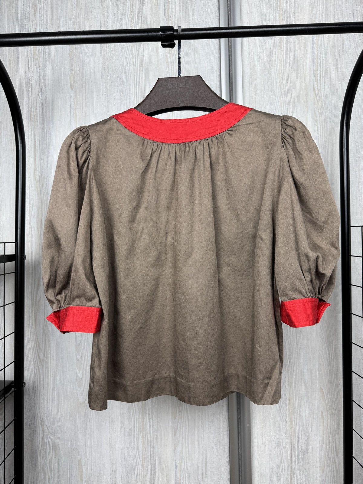 Nina Ricci × Vintage NINA RICCI Boutique Vintage brown red collar cotton blouse Size M / US 6-8 / IT 42-44 - 6 Thumbnail