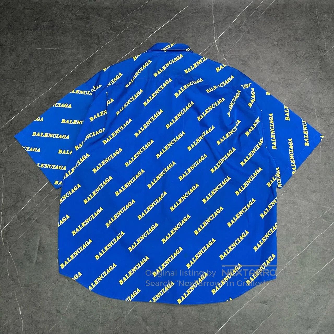 Balenciaga Klein Blue Logo Short Sleeve Shirt.