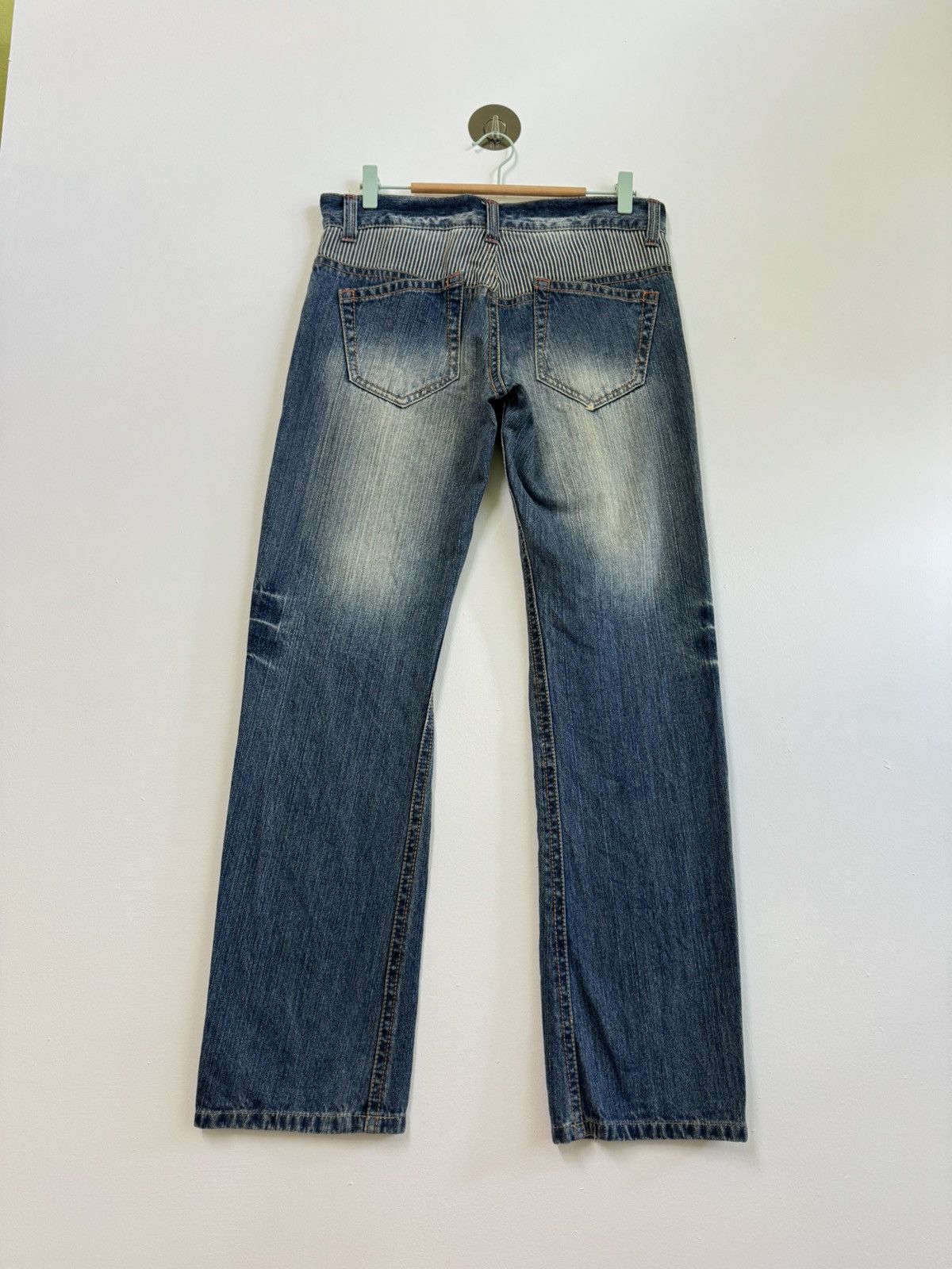 Hysteric Glamour × If Six Was Nine DISTRESSED PLAYCHESS STRIPED EMBROIDERY MUDDY WASH DENIM Size US 31 - 2 Thumbnail