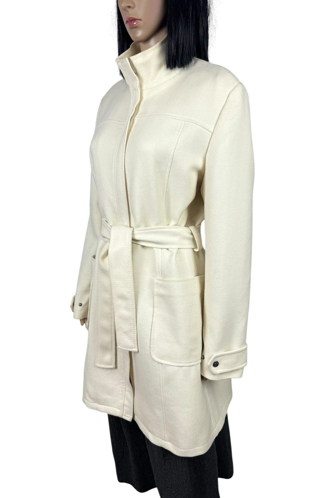 Gianfranco Ferre GF Ferre Wool Long Coat Belted Ivory size M Size M / US 6-8 / IT 42-44 - 5 Thumbnail