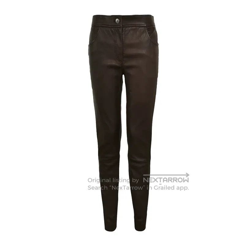 Brunello Cucinelli Brunello Cucinelli Leather solid-colored slim-fit pants Size 27" / US 4 / IT 40 - 1 Thumbnail