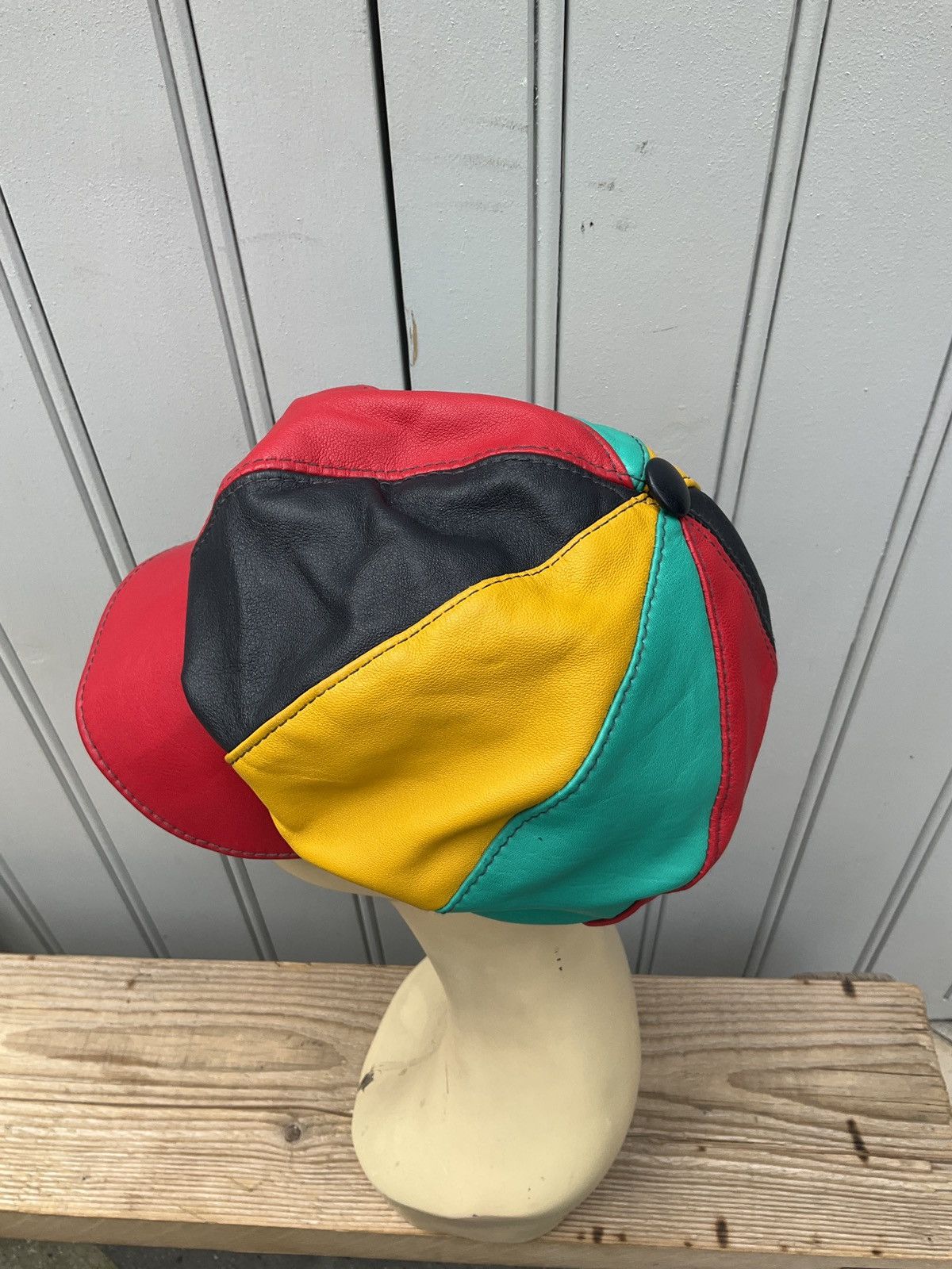 Vintage Vintage 90's Rasta leather cap Size ONE SIZE - 6 Thumbnail