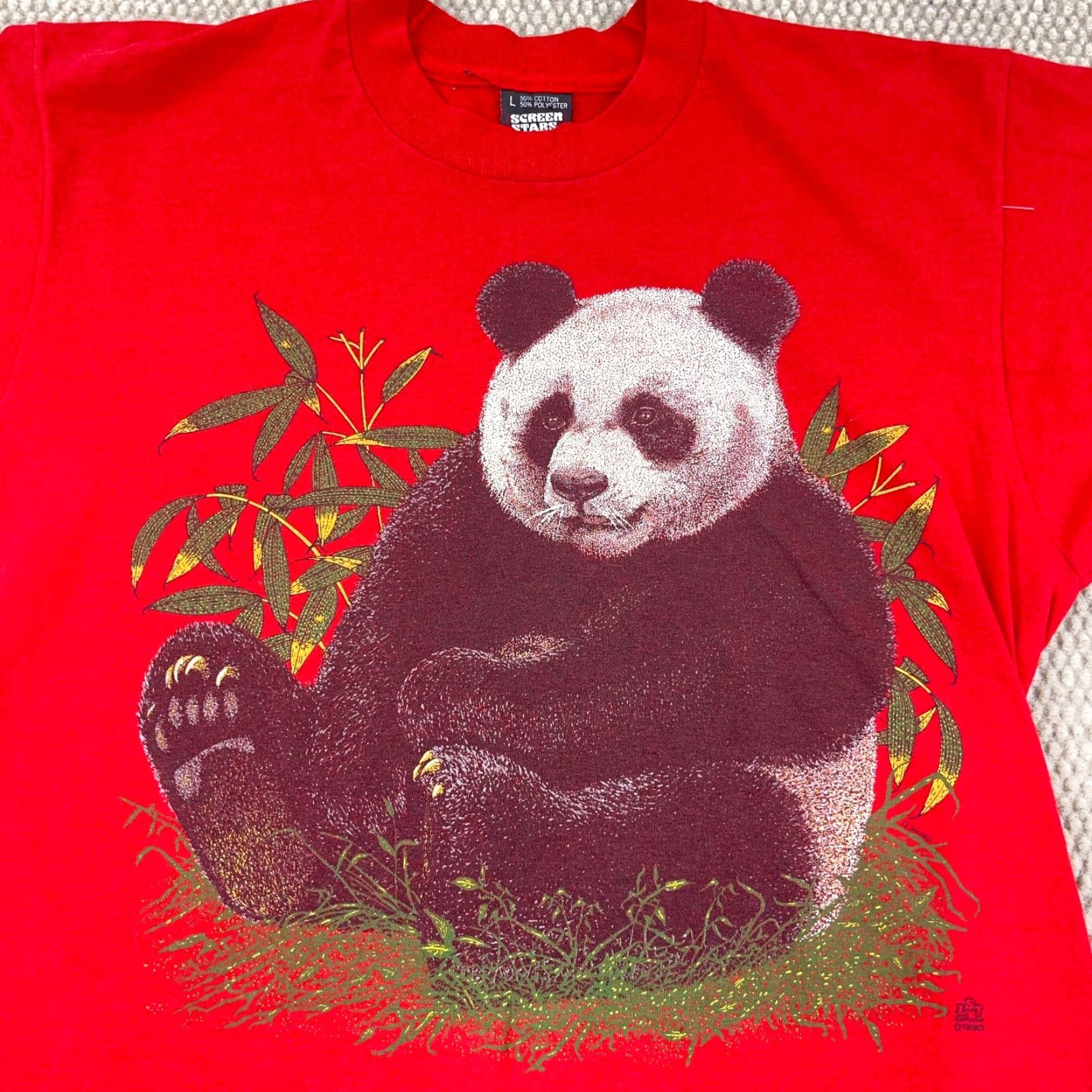 Vintage VINTAGE Screen Stars Best T-Shirt Men L Red Panda Bear Graphic Print 90s 80s Nature Short Sleeve Crew Neck Cotton Polyester Jersey Logo Size US L / EU 52-54 / 3 - 2 Thumbnail