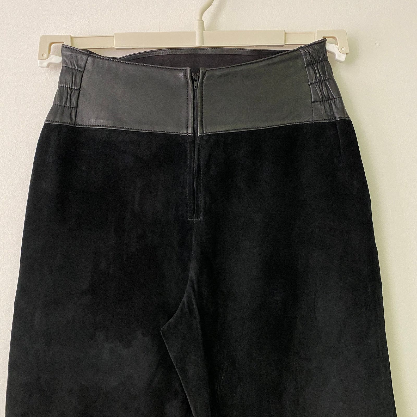 Vintage Vintage Black Suede Leather High Waist Trousers Size 30" / US 8 / IT 44 - 5 Thumbnail