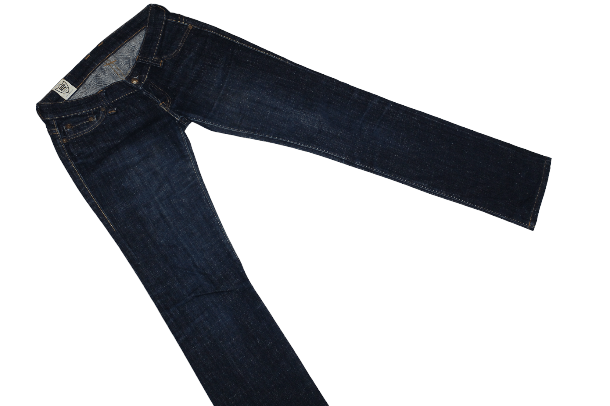 Hollywood Trading Company HTC Los Angeles Blue Raw Denim Straight-Leg Low Rise Jeans Size 28" / US 6 / IT 42 - 3 Thumbnail