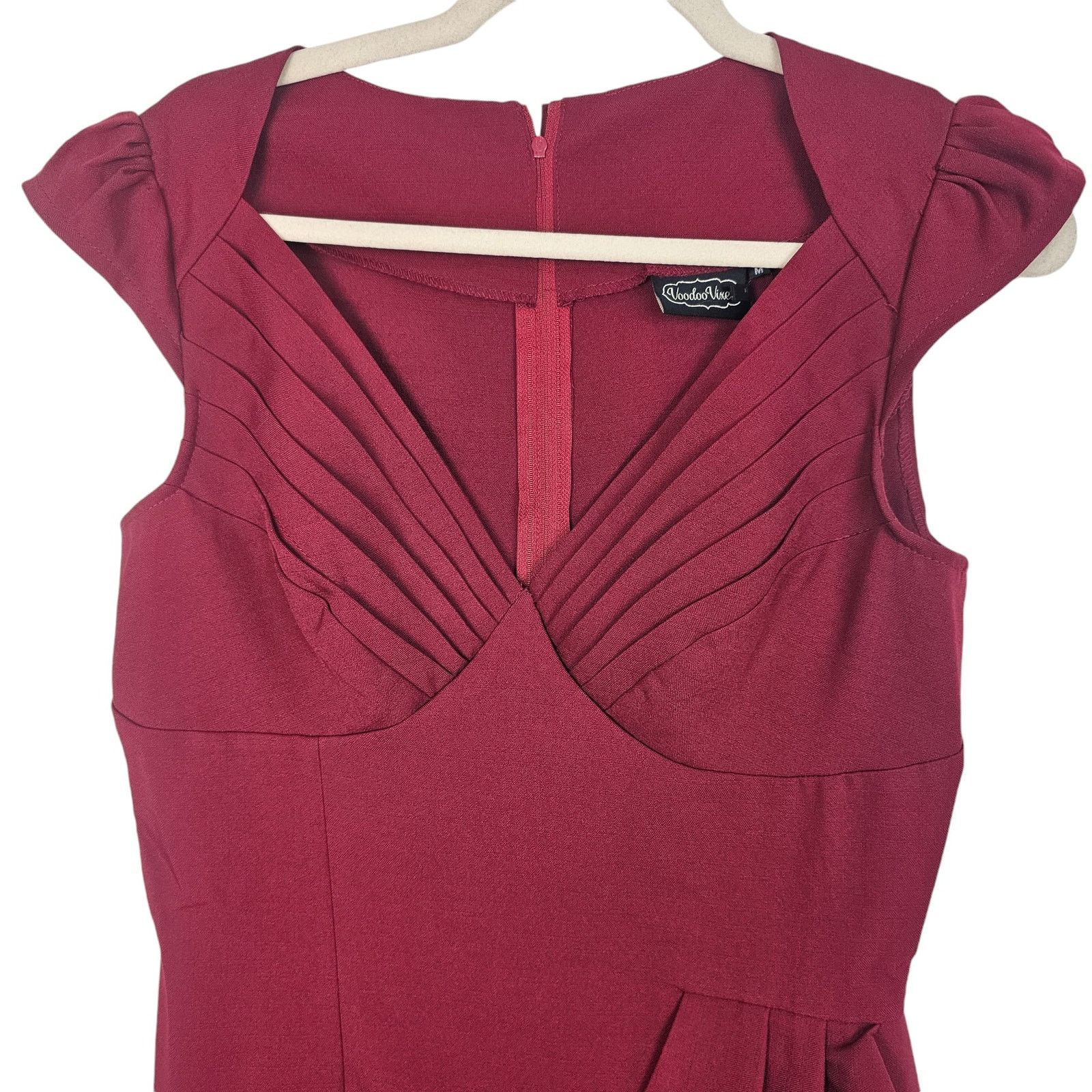Voodoo Tactical Voodoo Vixen Womens Khloe Ruffle Pencil Dress Sz M Burgundy Size M / US 6-8 / IT 42-44 - 3 Thumbnail