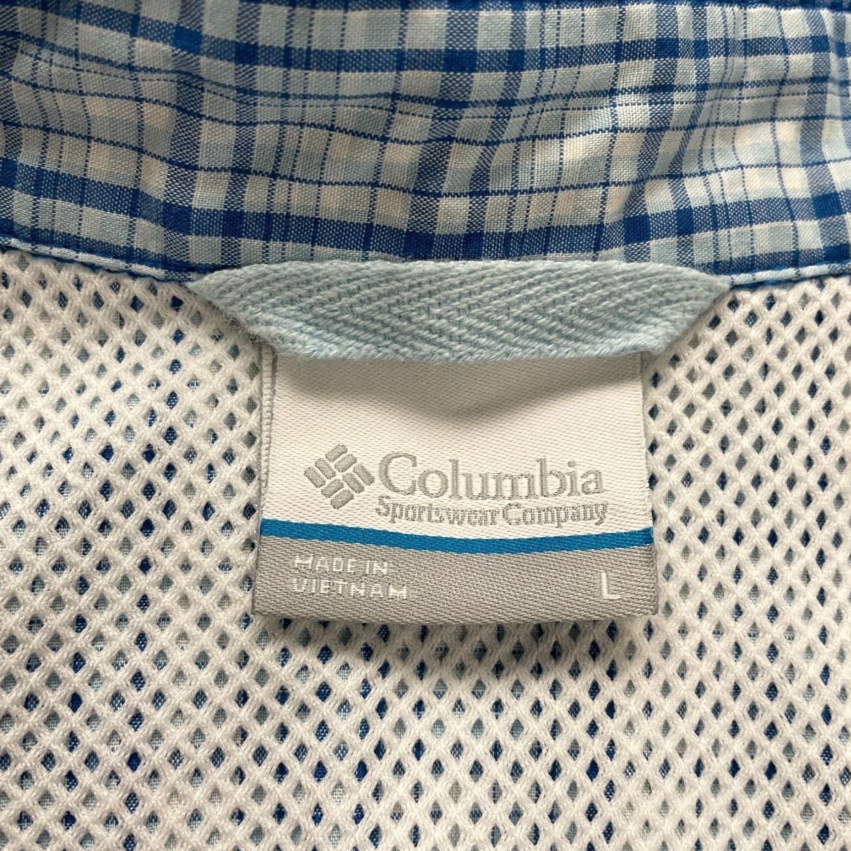 Vintage Columbia Shirt Large Mens Blue White Plaid Short Sleeve Button Down Zip Pocket Size US L / EU 52-54 / 3 - 3 Thumbnail