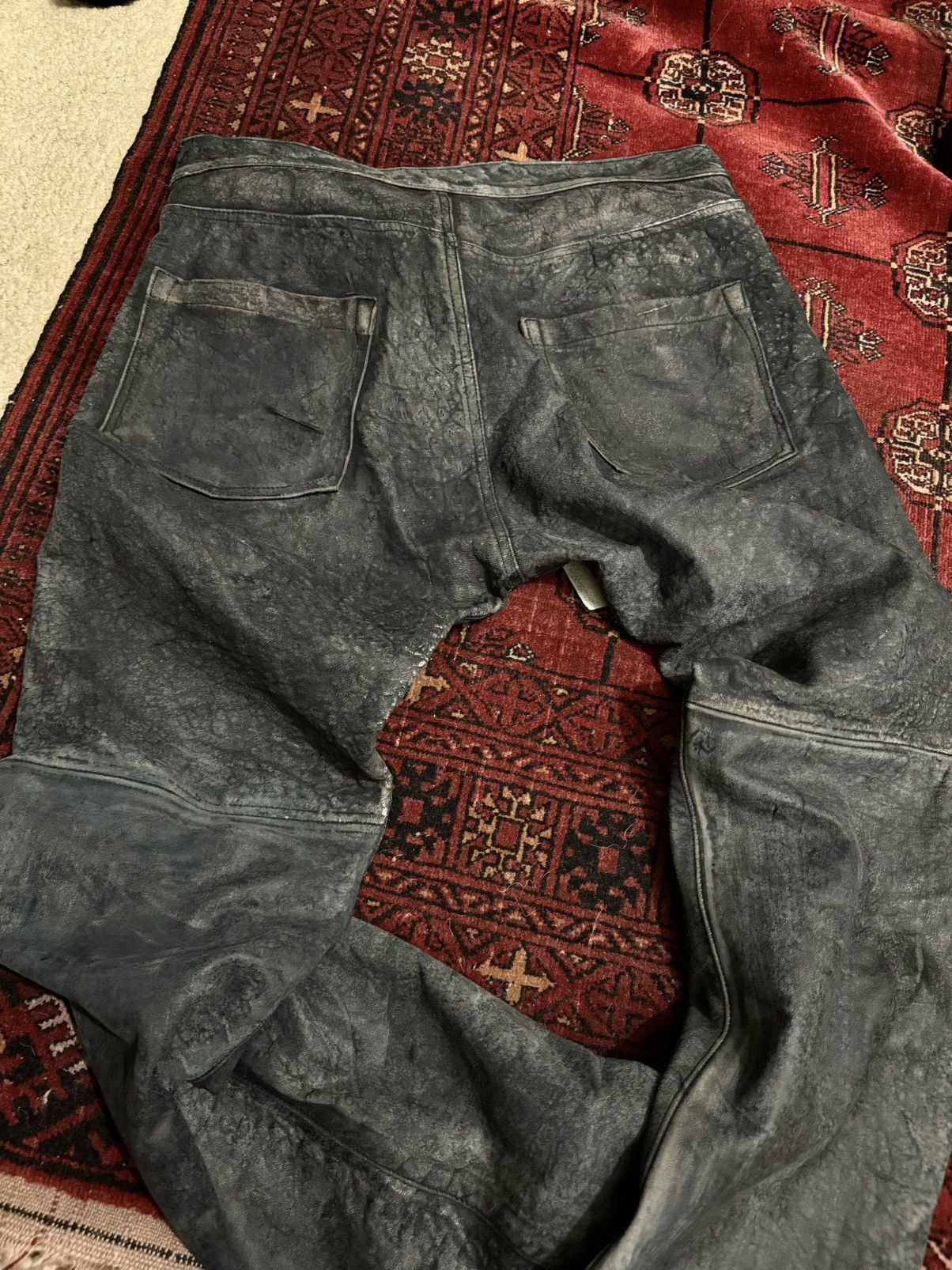 Other Black Distressed Leather Biker Pants Size US 34 / EU 50 - 5 Thumbnail