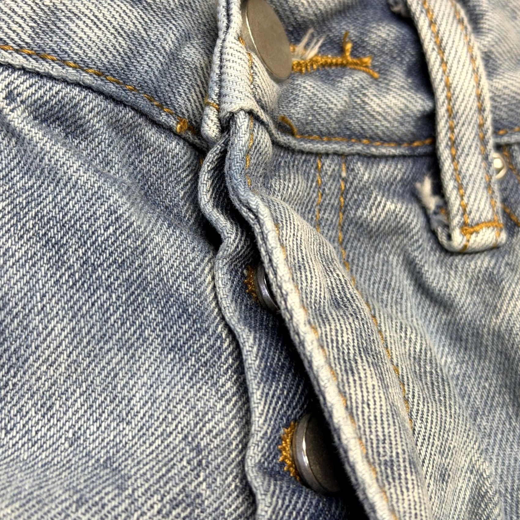 MNML Mnml Jeans Mens 28x31 Blue Light Wash Straight Leg Denim Distressed Raw Hem Size US 28 / EU 44 - 7 Thumbnail