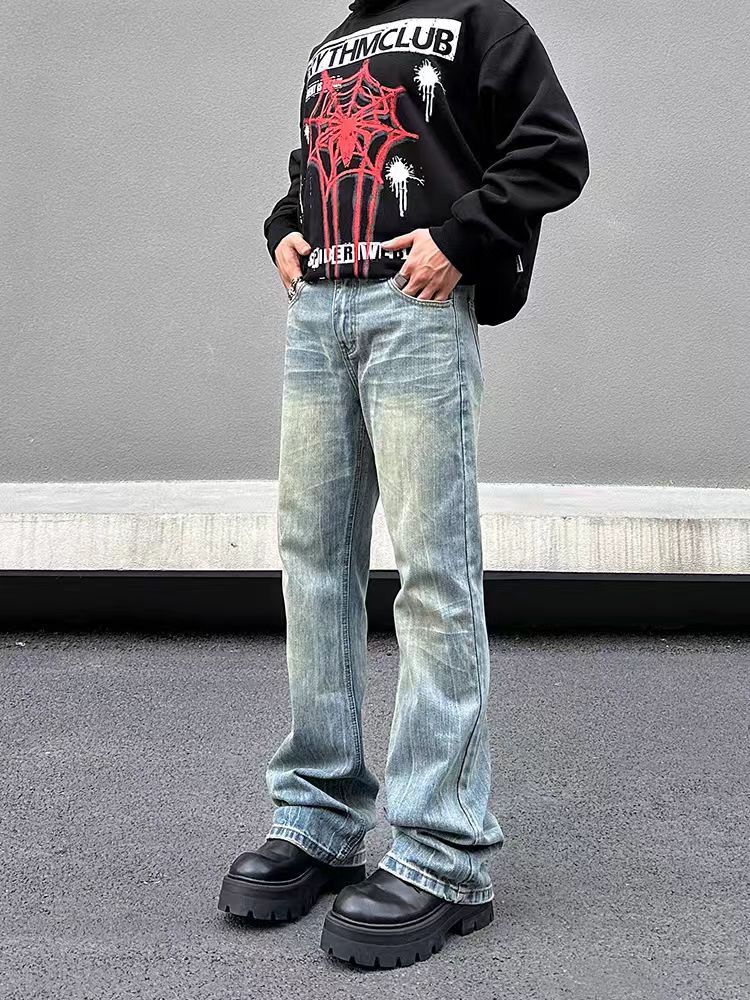 Japanese Brand × Jean Vintage Textured Washed and Aged Micro Flare Jeans Size US 30 / EU 46 - 1 Thumbnail