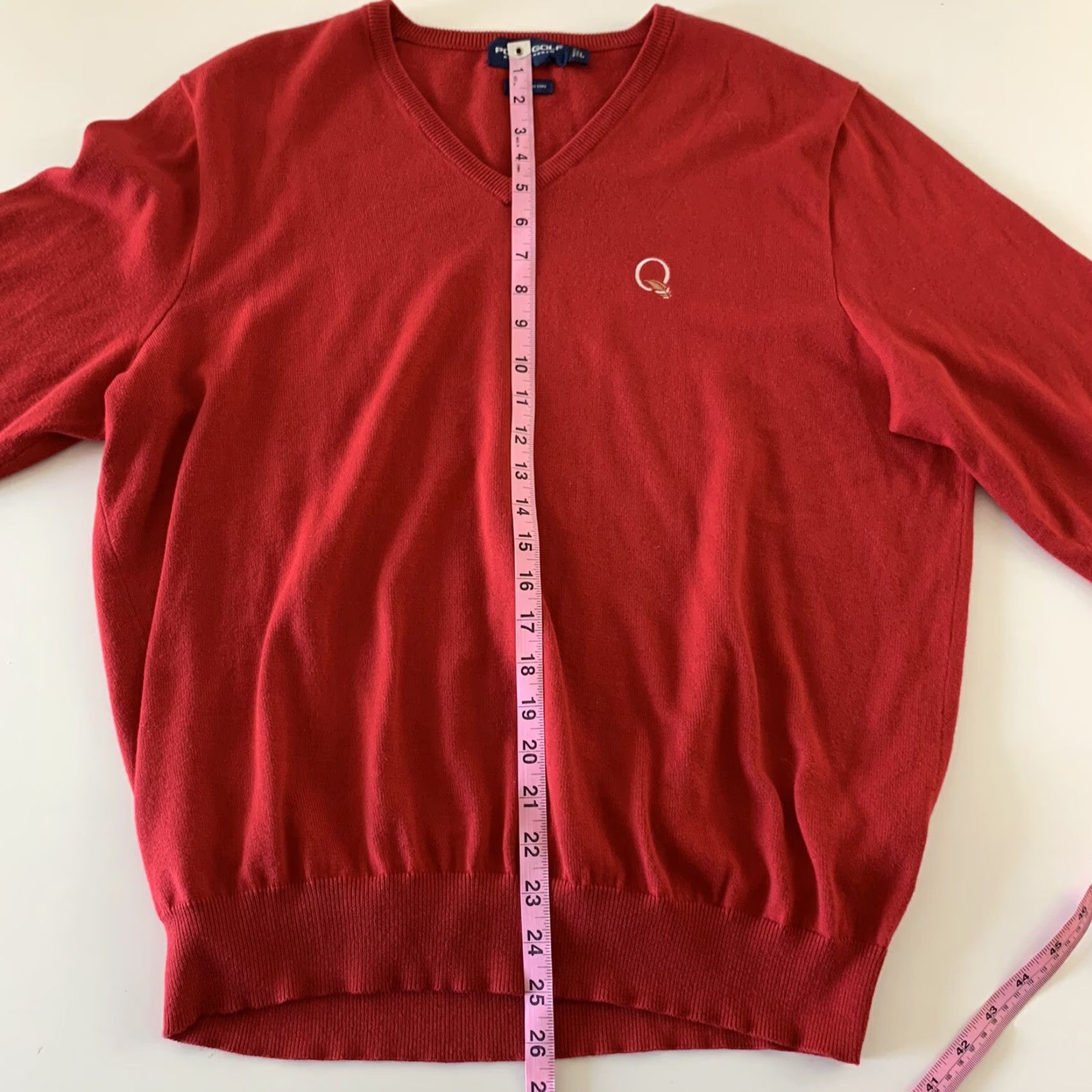 Vintage Polo Golf Men’s V-Neck Cotton Pullover Sweater Red L Size US L / EU 52-54 / 3 - 5 Thumbnail