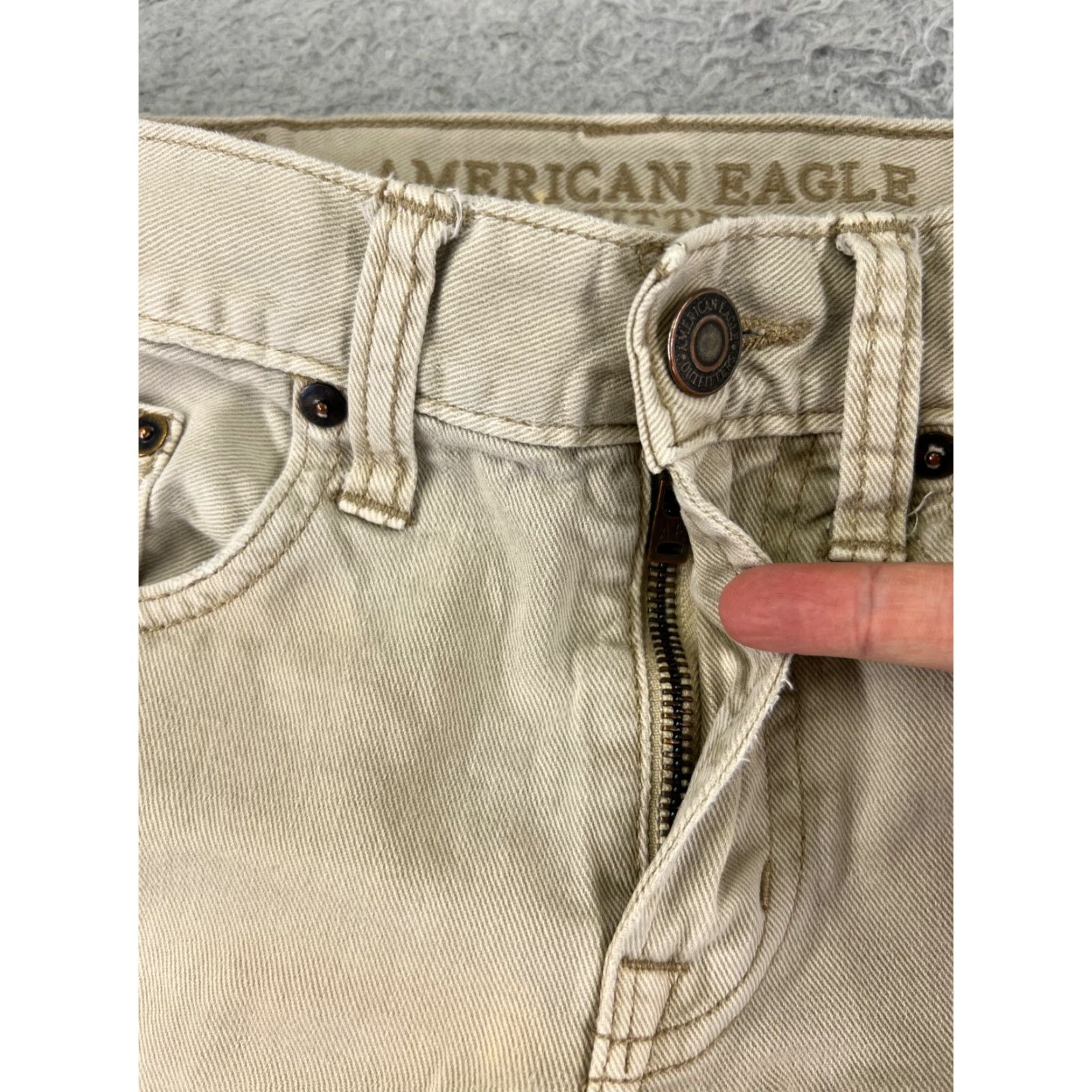 American Eagle Outfitters American Eagle Womens Skinny Jeans 28 Beige Denim Mid Rise Stretch Zipper 90s Casual Size 28" / US 6 / IT 42 - 5 Thumbnail