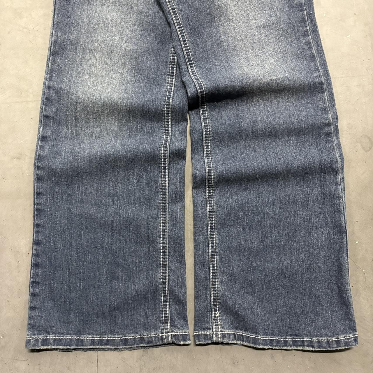 Vintage Crazy Vintage Y2K/2000s Flare Streetwear Style Rhinestone Dark Blue Wash Denim Jeans! Size US 32 / EU 48 - 3 Thumbnail