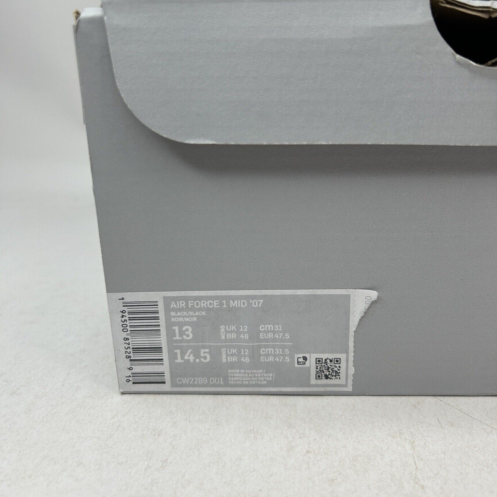 Nike Nike Air Force 1 Mid '07 "Triple Black" 2024 Size US 13 / EU 46 - 5 Thumbnail