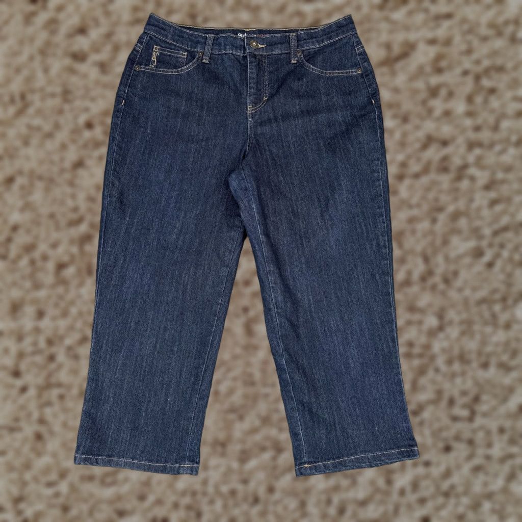 Vintage Style&co Jeans Capri Womens 10 Blue Dark Wash Mid Rise Denim Stretch 30x23 Size 32" / US 10 / IT 46 - 1 Thumbnail