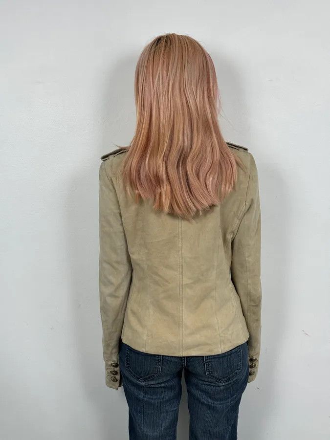Dior AW2005 Christian Dior Beige Asymmetrical Officer Leather Jacket Size S / US 4 / IT 40 - 3 Thumbnail