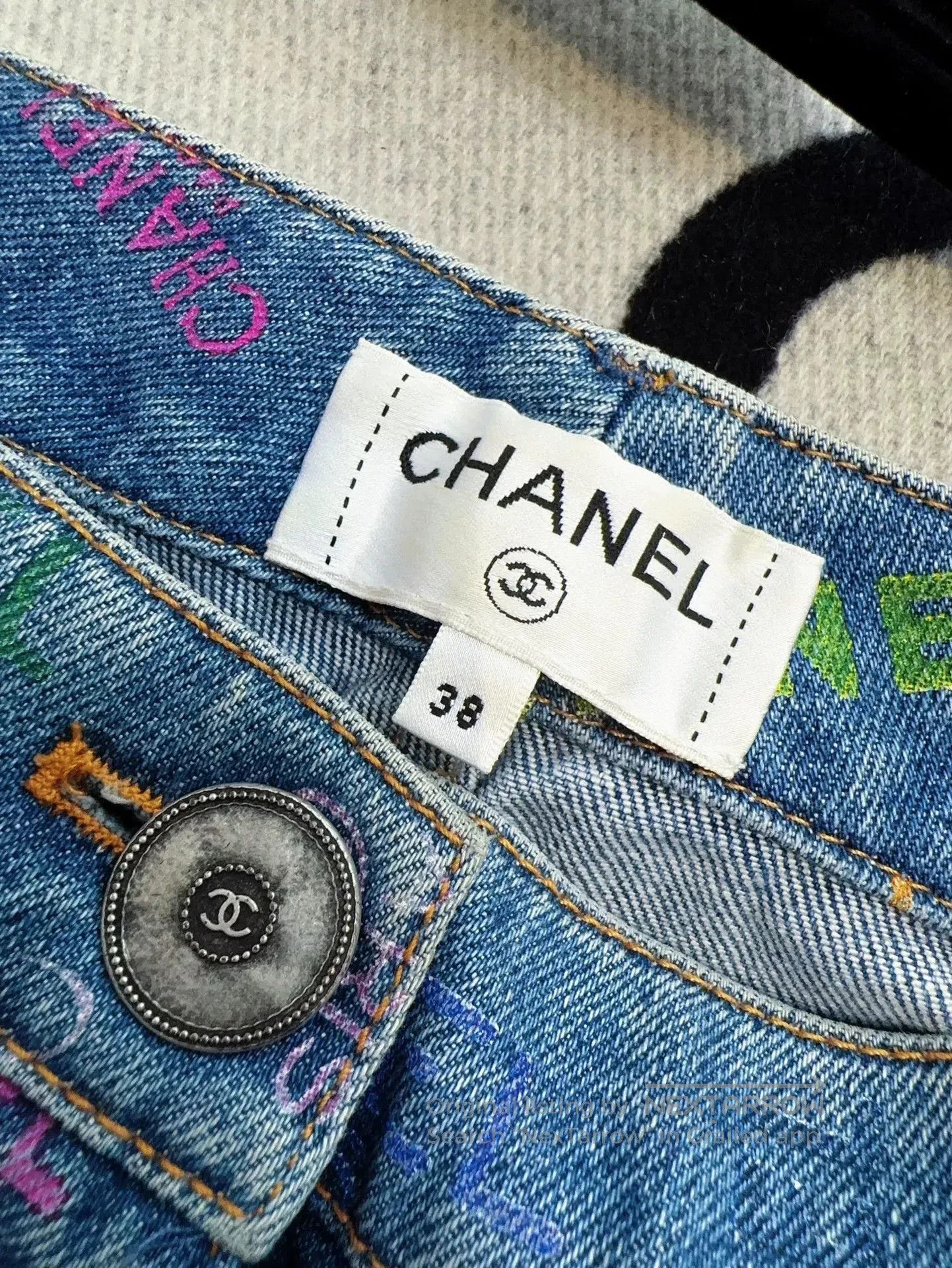 Chanel colorful chanel logo blue denim pants. Size US 38 / EU 54 - 4 Thumbnail