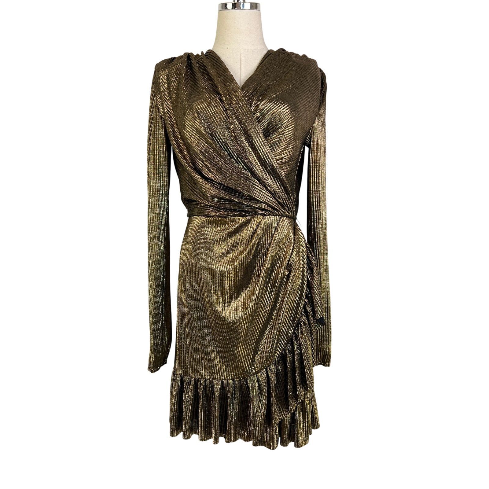 Other Bronx And Banco Anais Mini Dress Metallic Gold Pleated | Grailed