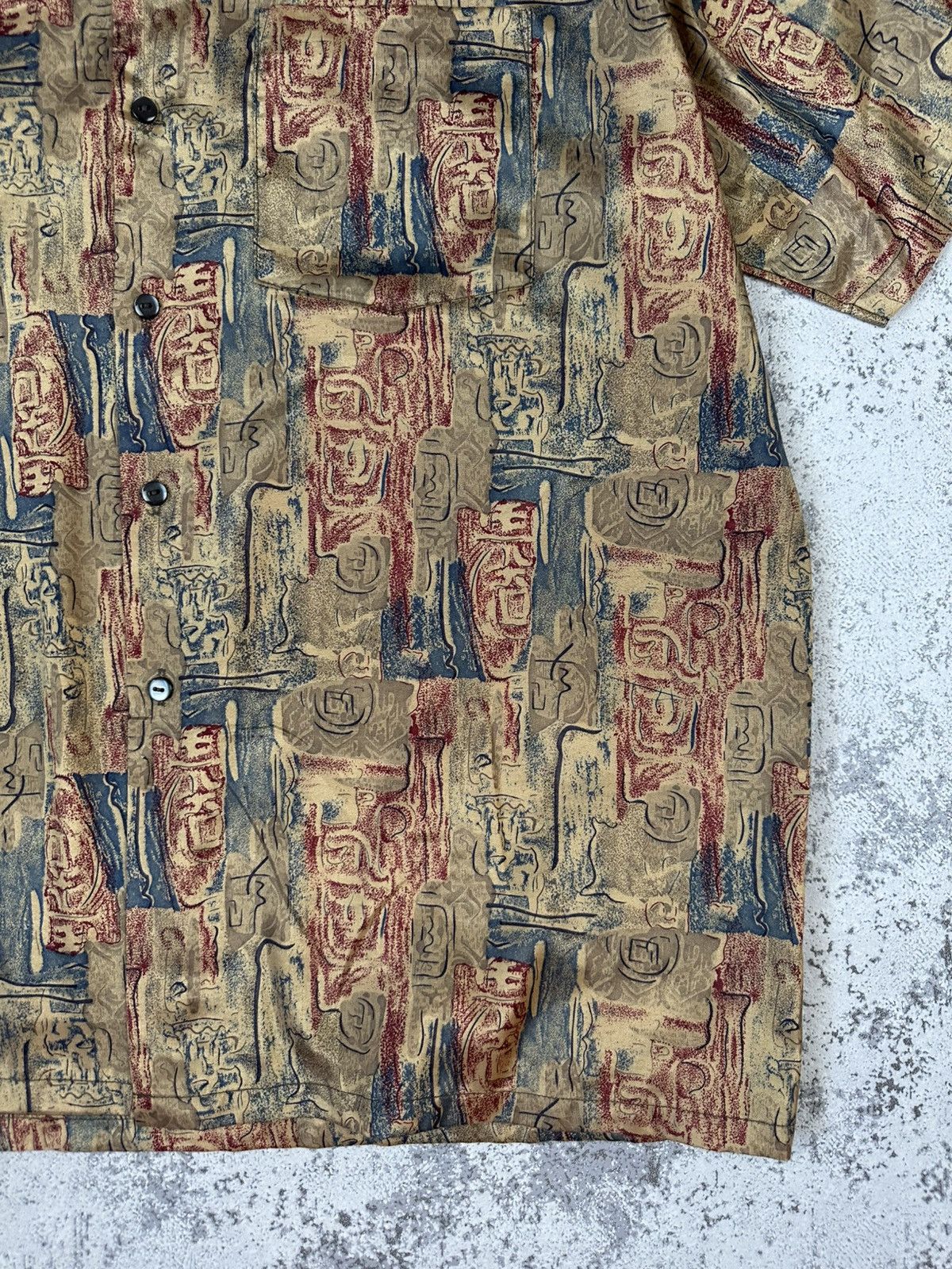 Vintage Vintage Shirt Thai Silk Tribal Pattern Rare Button-Up Size US XL / EU 56 / 4 - 6 Thumbnail